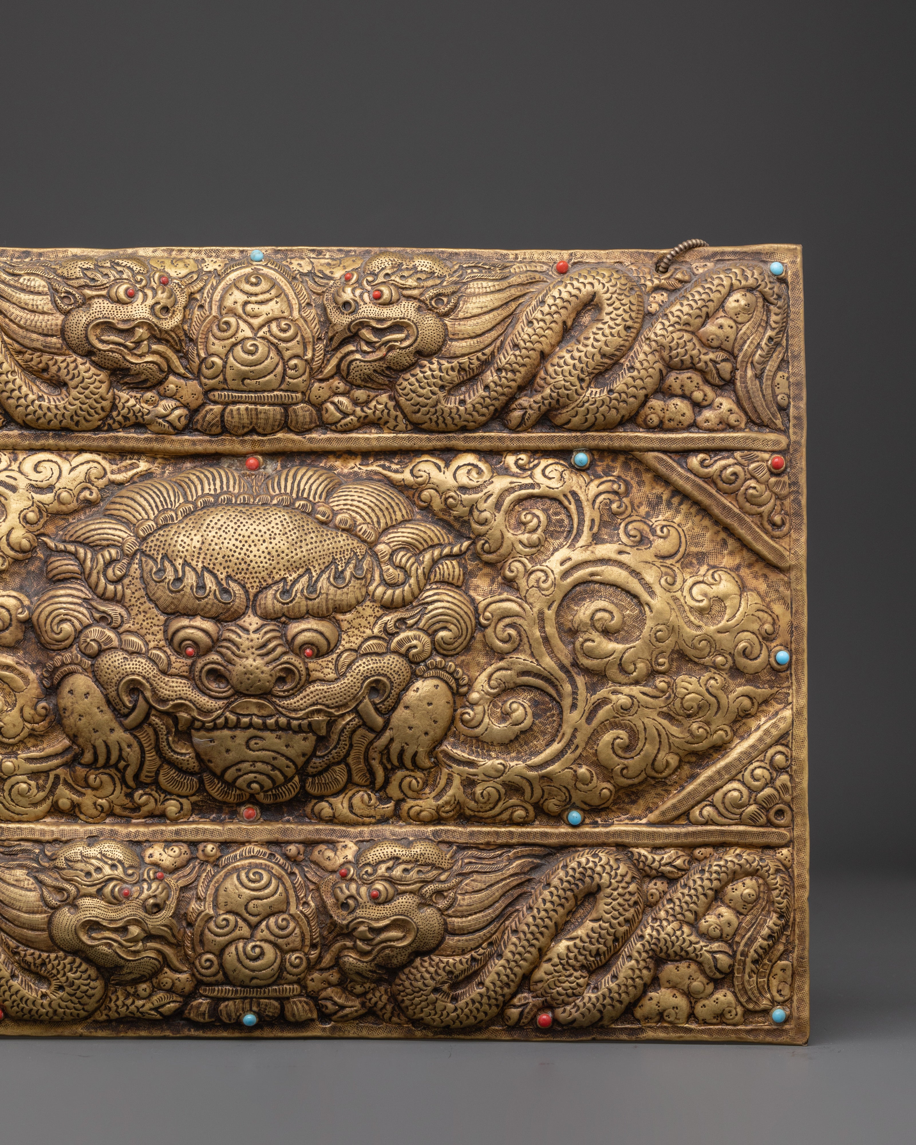 Sacred Tibetan Dragon Wall Hanging | Brass Buddhist Home Decor