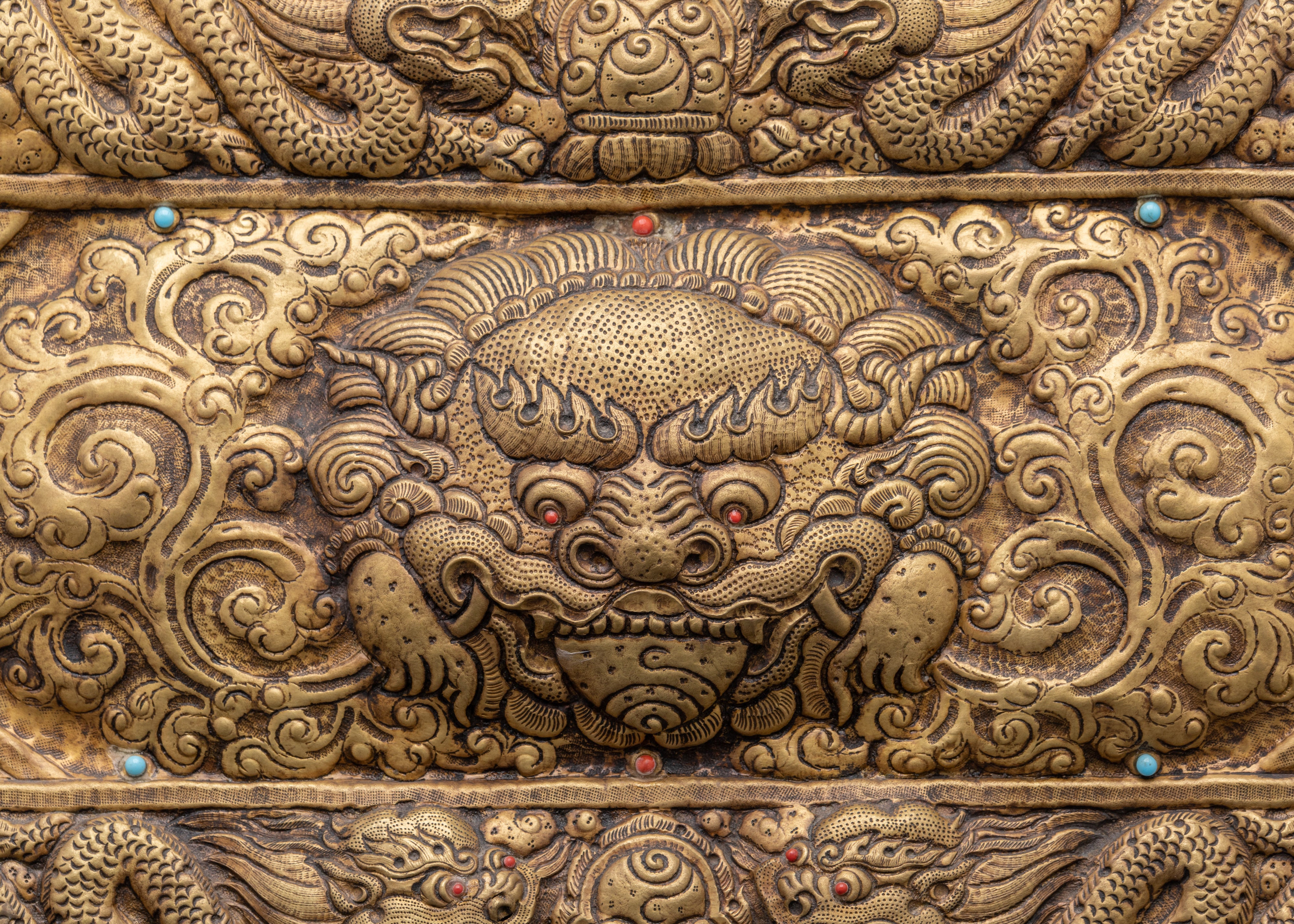 Sacred Tibetan Dragon Wall Hanging | Brass Buddhist Home Decor