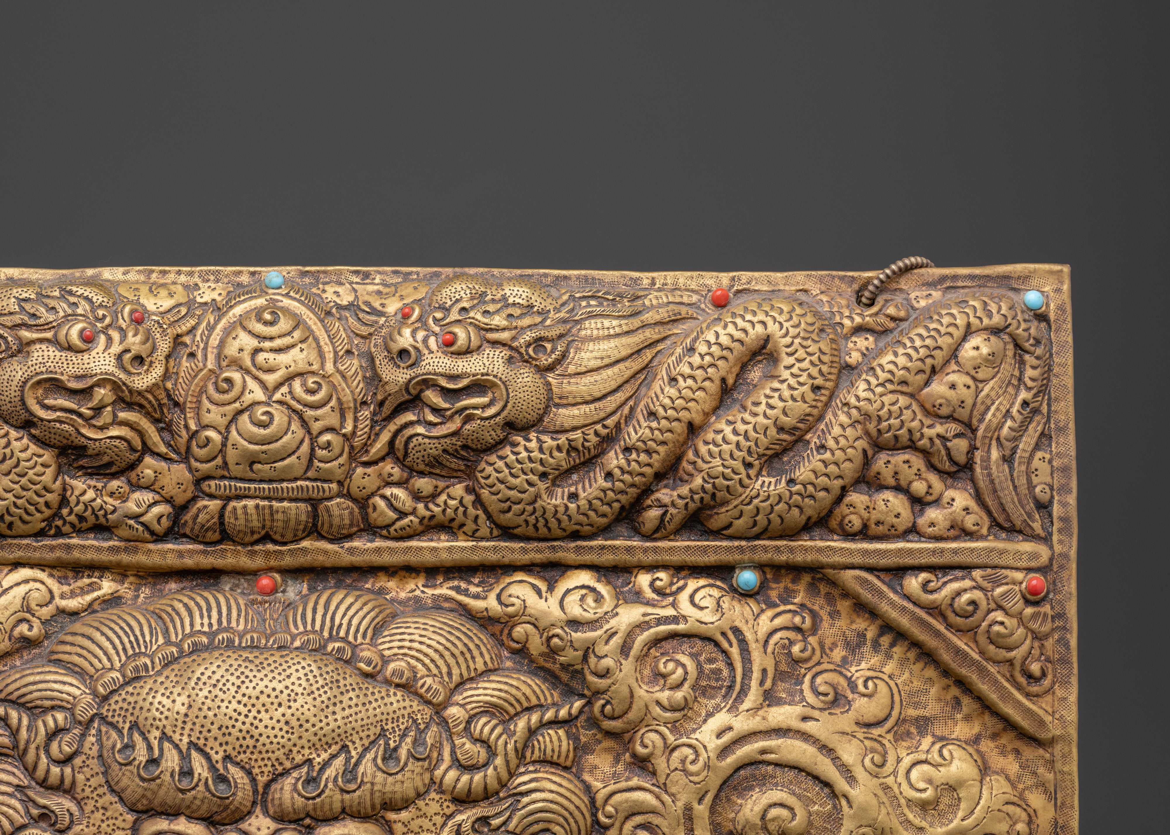 Sacred Tibetan Dragon Wall Hanging | Brass Buddhist Home Decor
