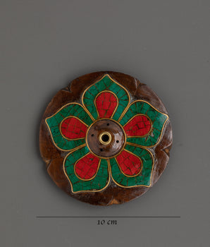 Sacred Ethnic Flower Incense Holder | Copper and Stone Spiritual Decor