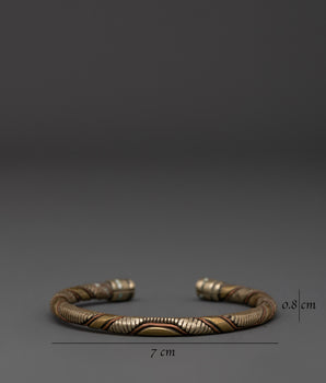 Handmade Buddhist Energy Bracelet | Twisted Copper White Metal Cuff