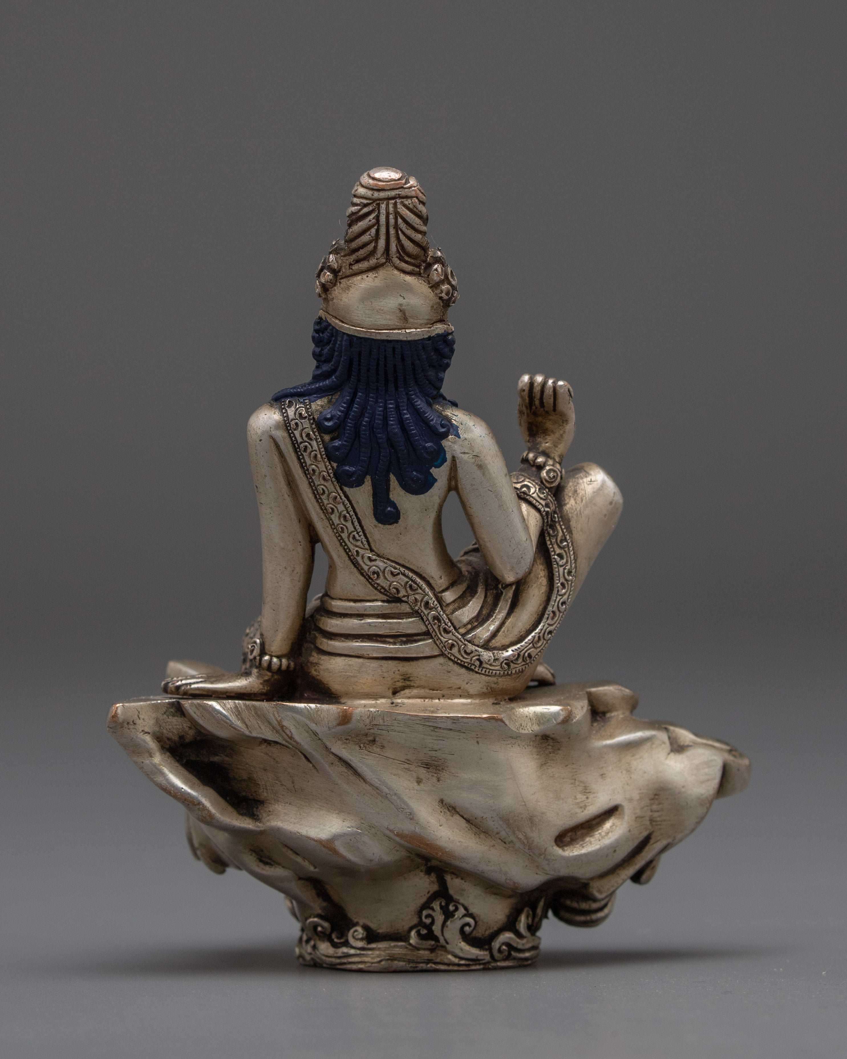 Silver Plated Sacred Lokeshvara Sculpture | Bodhisattva Copper Statue