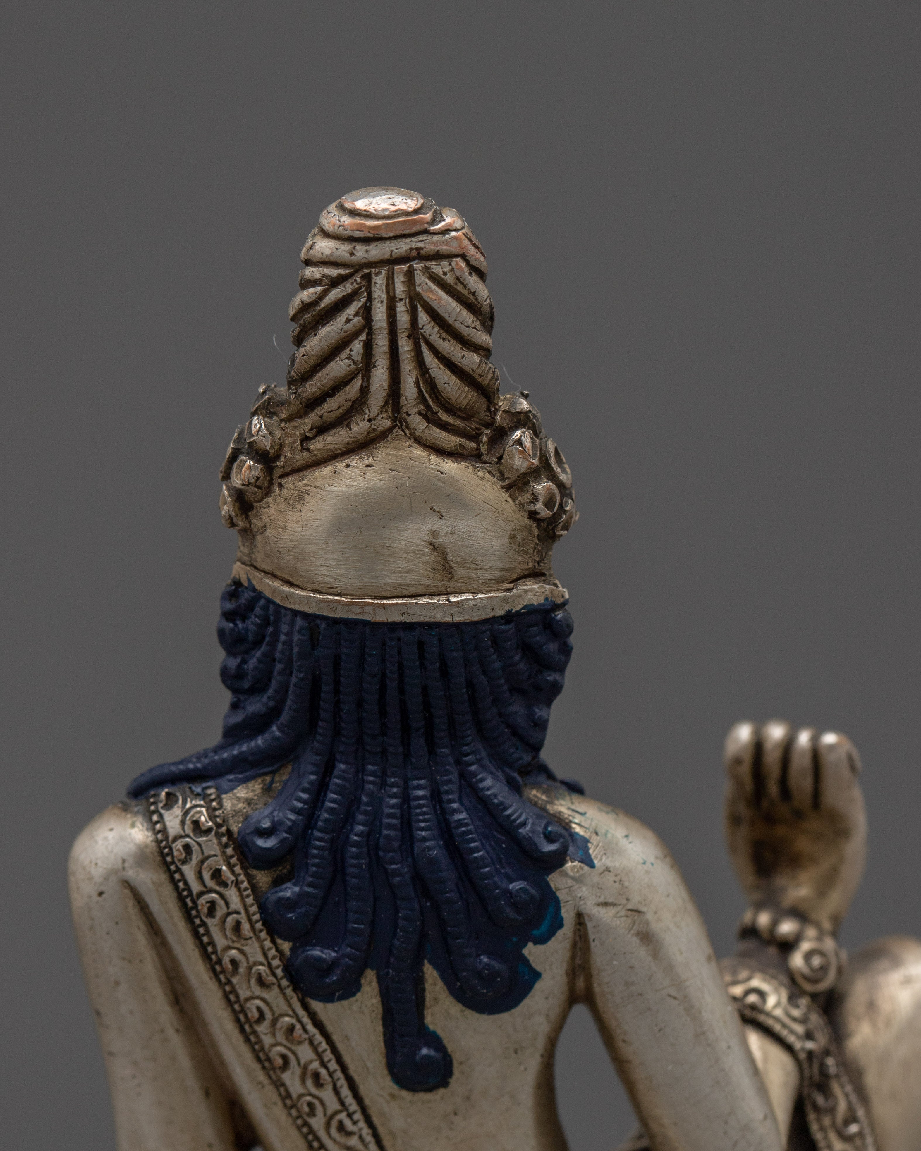 Silver Plated Sacred Lokeshvara Sculpture | Bodhisattva Copper Statue