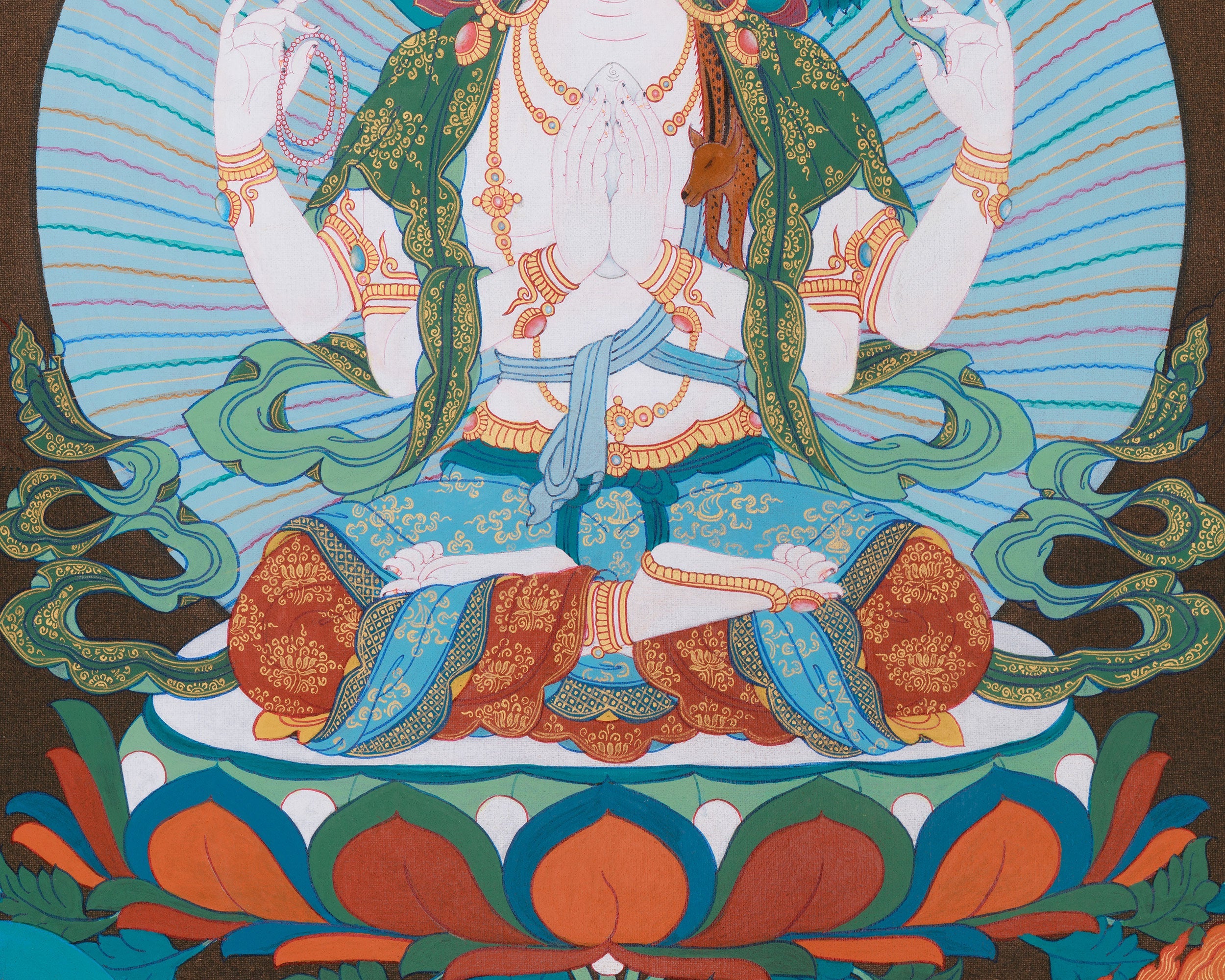 Three Tibetan Bodhisattvas: Chenrezig, Manjushri, and Vajrapani | Buddhist Altar