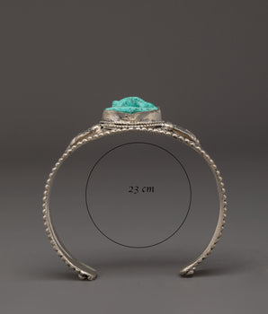 Handmade Tibetan Buddhist Bracelet with Turquoise | White Metal