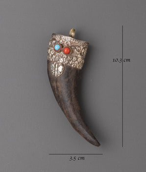 Handmade Tibetan Art Locket | Ethically Sourced Goat Horn Pendant