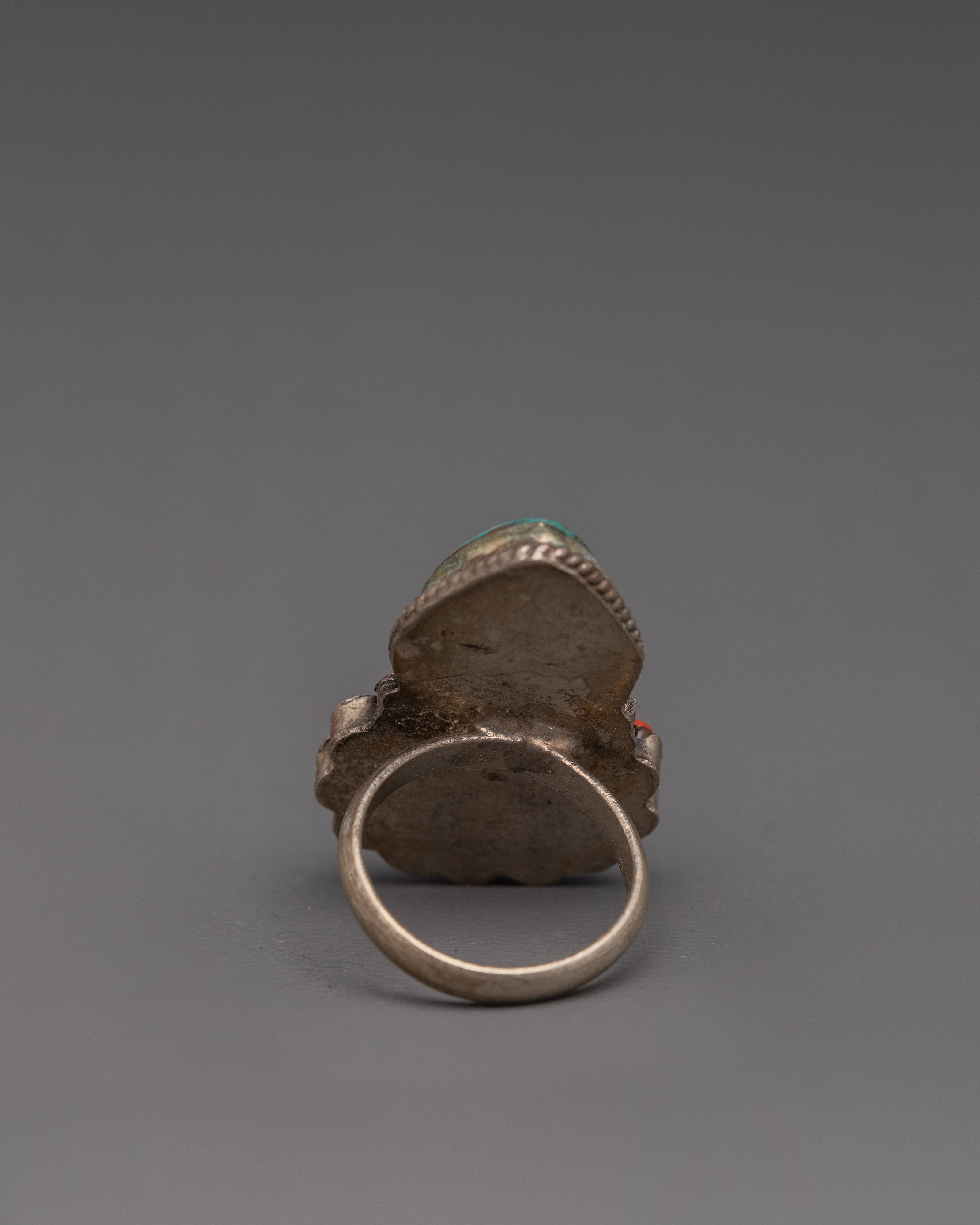 Handmade Bohemian Ring | Turquoise & Coral Vintage-Chic Look