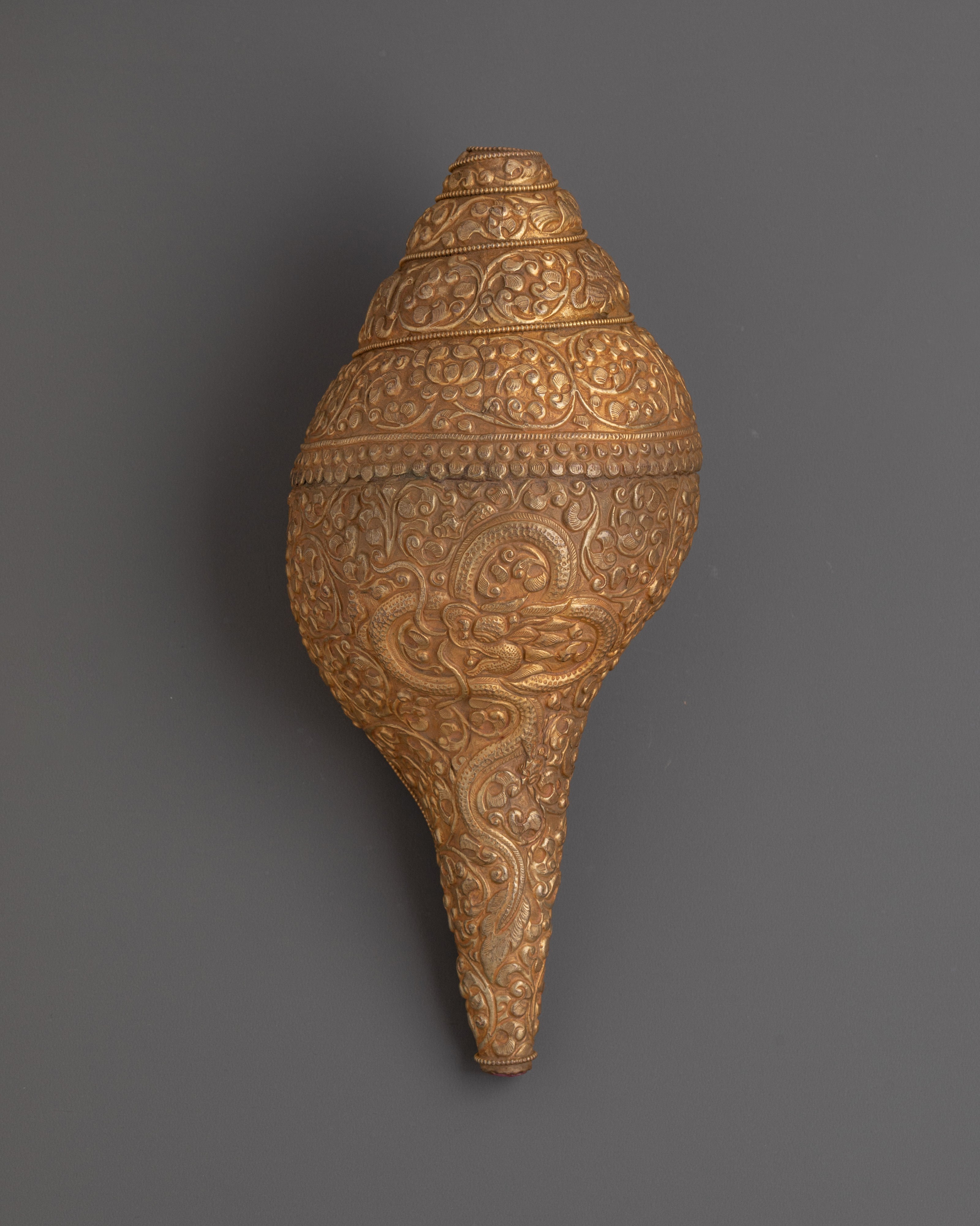 Tibetan Handcrafted Conch | Gold Plated Conch