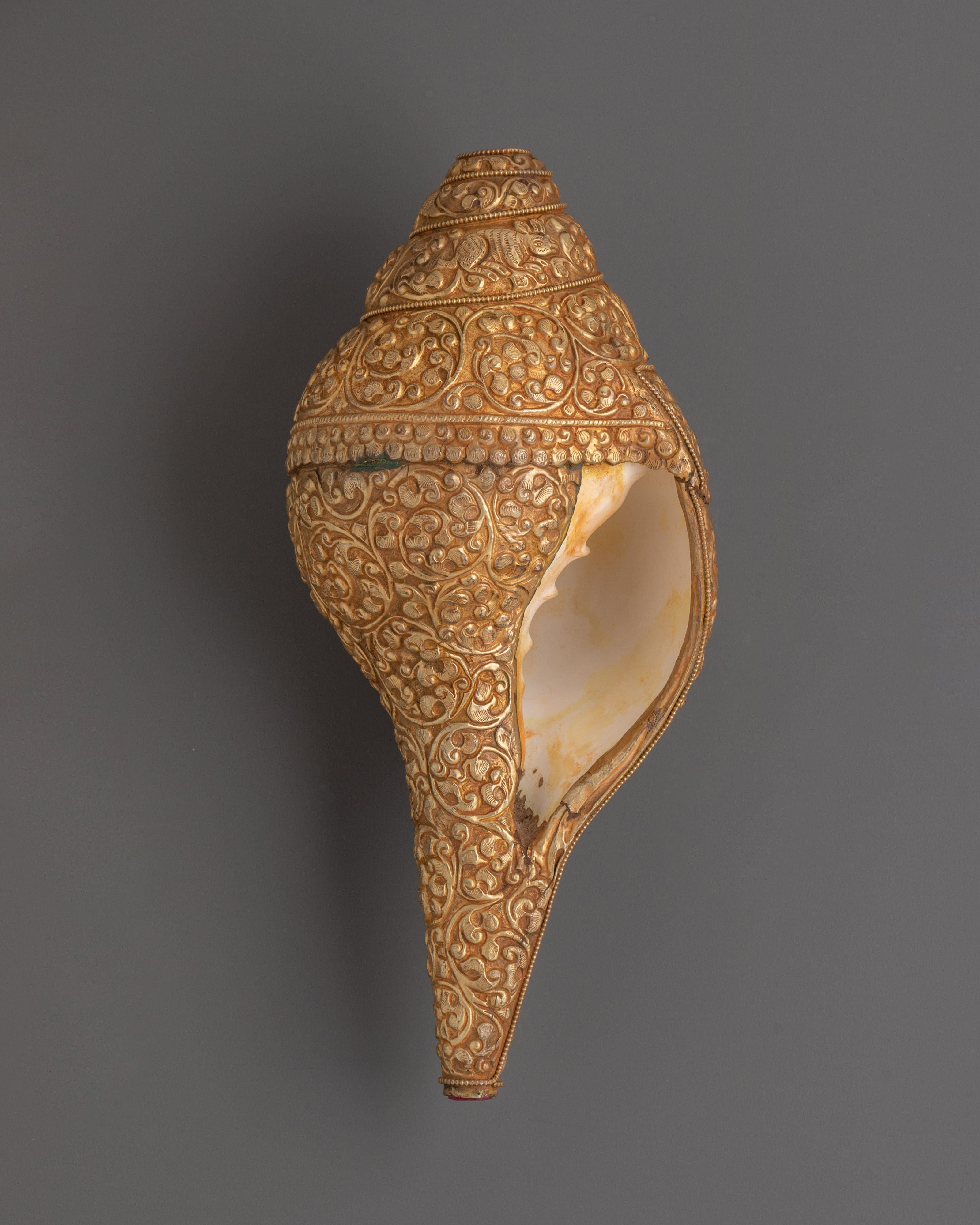 Tibetan Handcrafted Conch | Gold Plated Conch