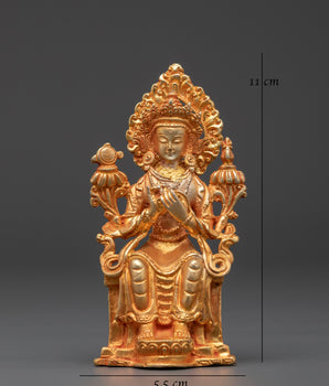 Handcrafted Maitreya Buddha Deity Sculpture | Gold Plated Copper Buddha Figurine