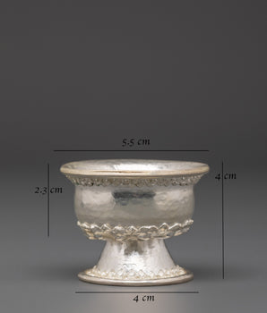 Handcrafted Silver Plated Offering Bowl Set | Traditional Buddhist Ritual Bowls
