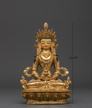 Gold Plated Amitayus Statue | Buddha of Eternal Life