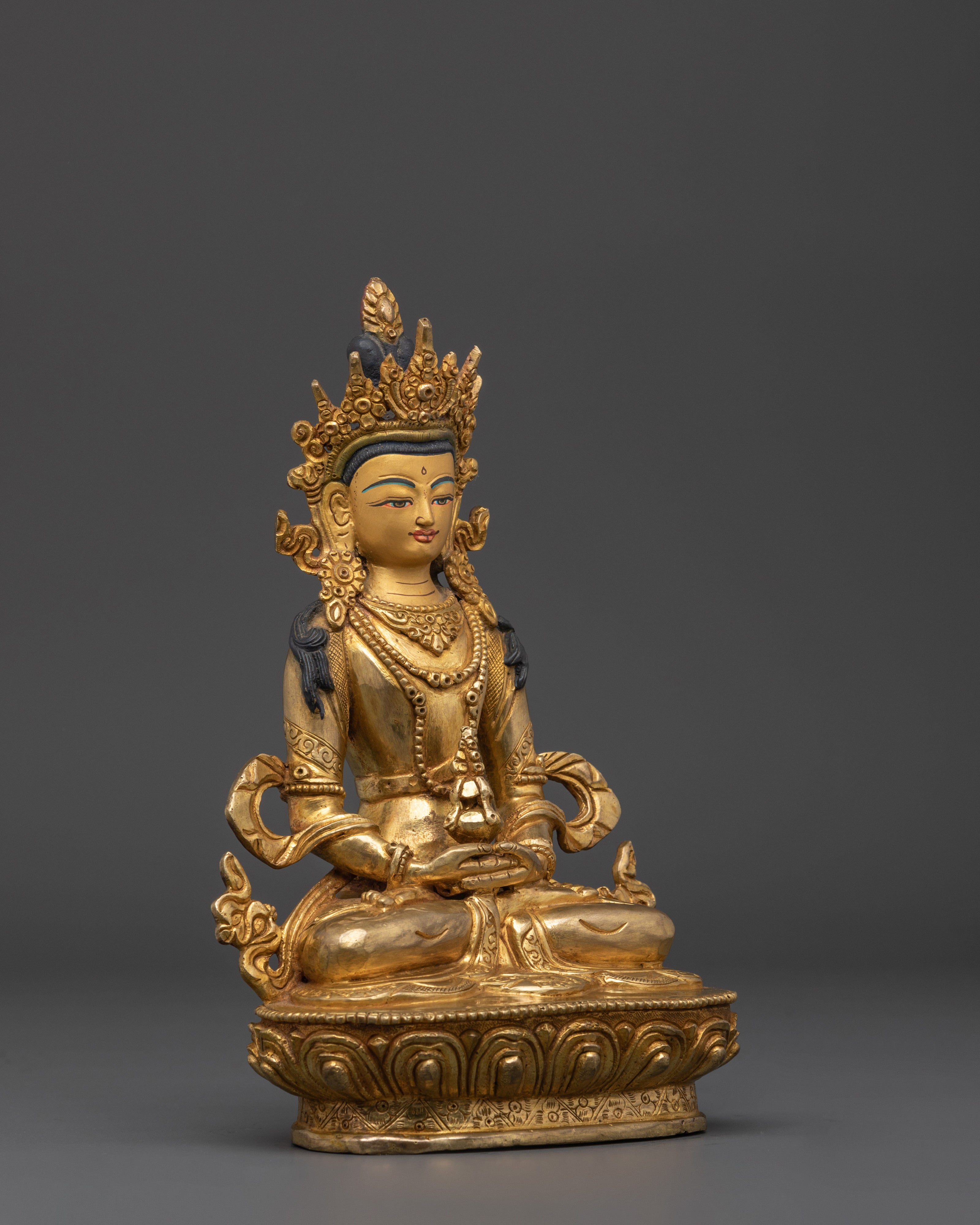 Gold Plated Amitayus Statue | Buddha of Eternal Life