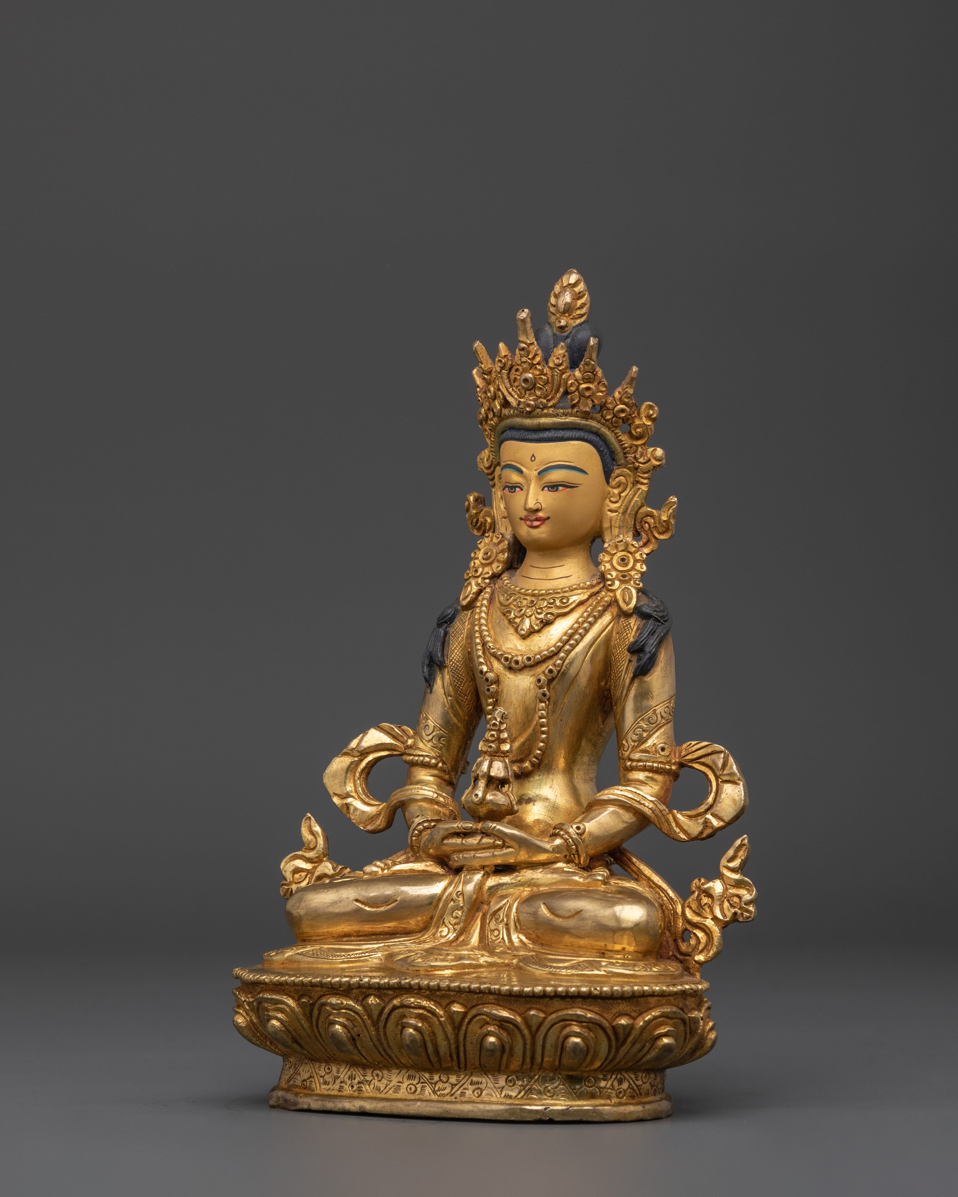 Gold Plated Amitayus Statue | Buddha of Eternal Life