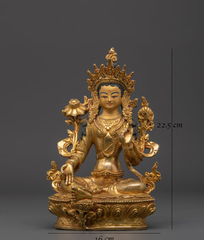 Green Tara Gold Plated Statue | Statue Healing and Blessings
