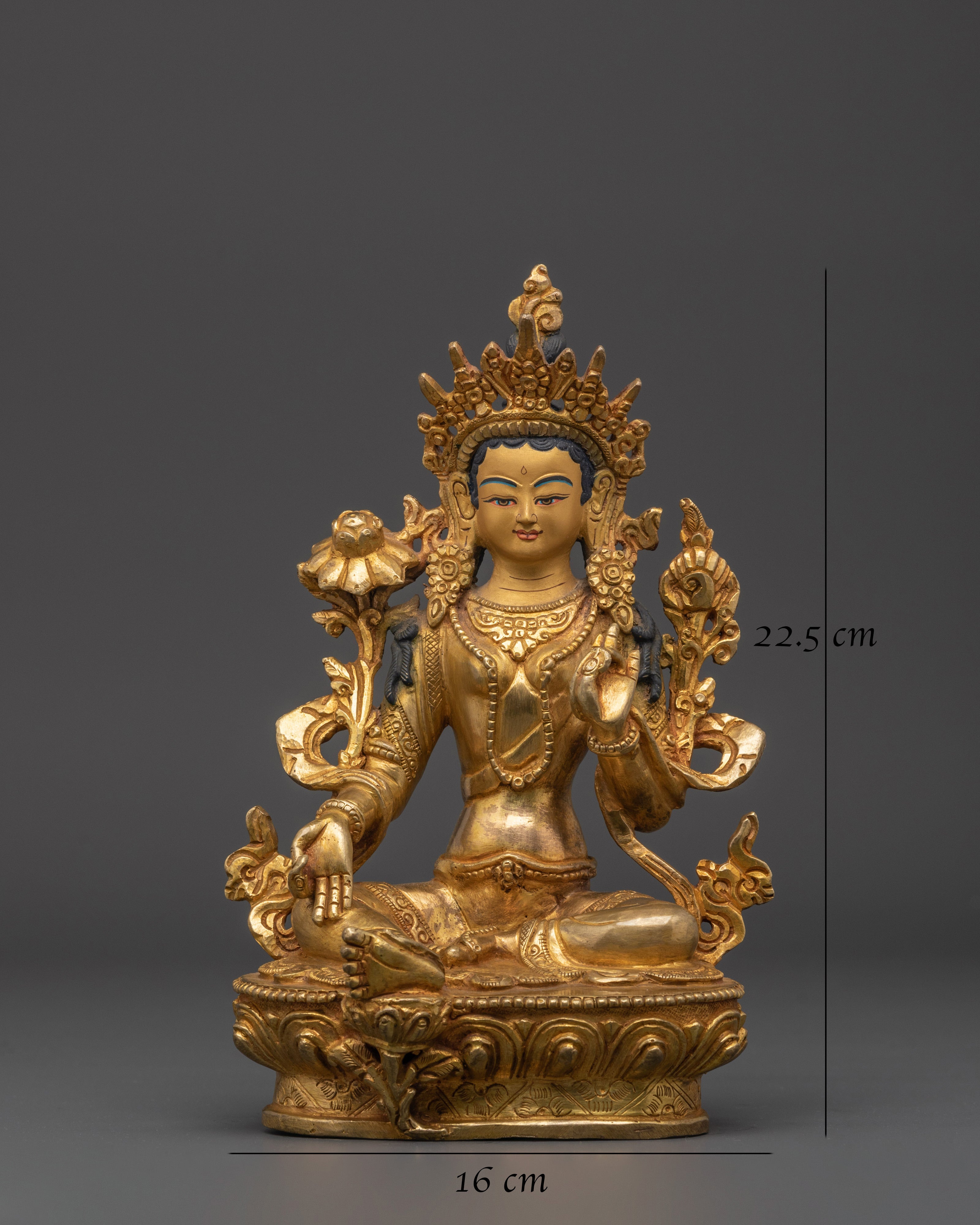 Green Tara Gold Plated Statue | Statue Healing and Blessings