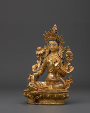 Green Tara Gold Plated Statue | Statue Healing and Blessings