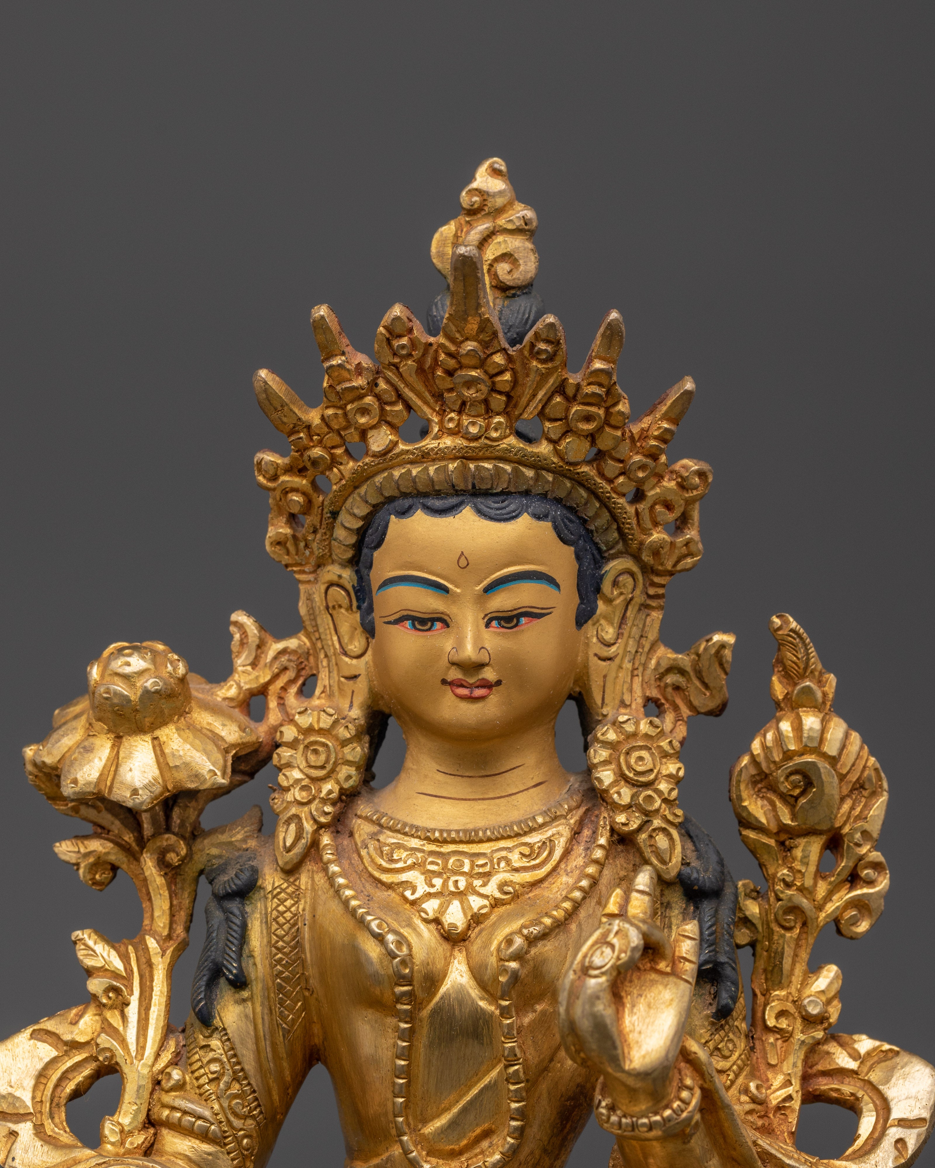Green Tara Gold Plated Statue | Statue Healing and Blessings