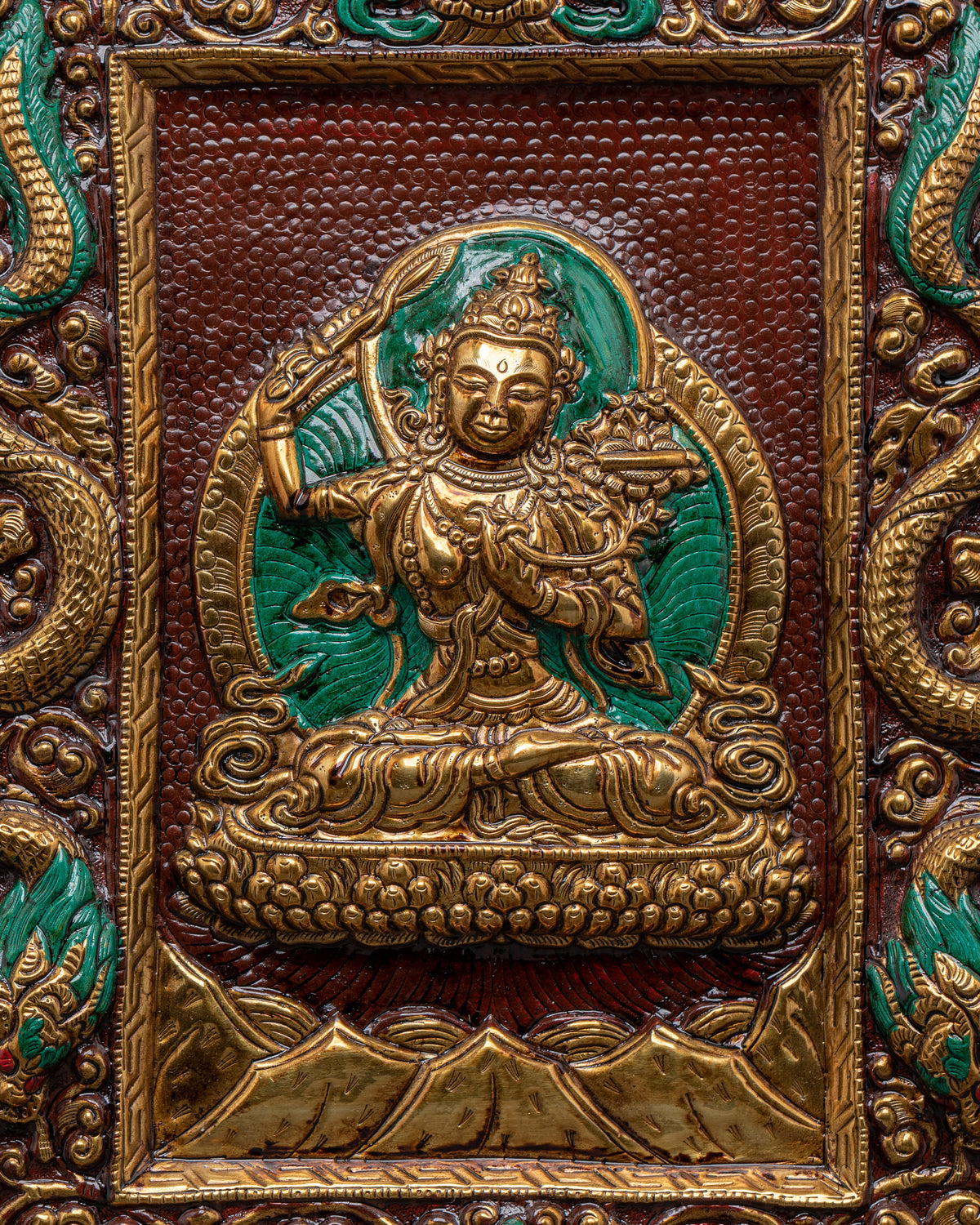 Manjushri Brass Wall Hanging | Buddhist Wisdom Decor