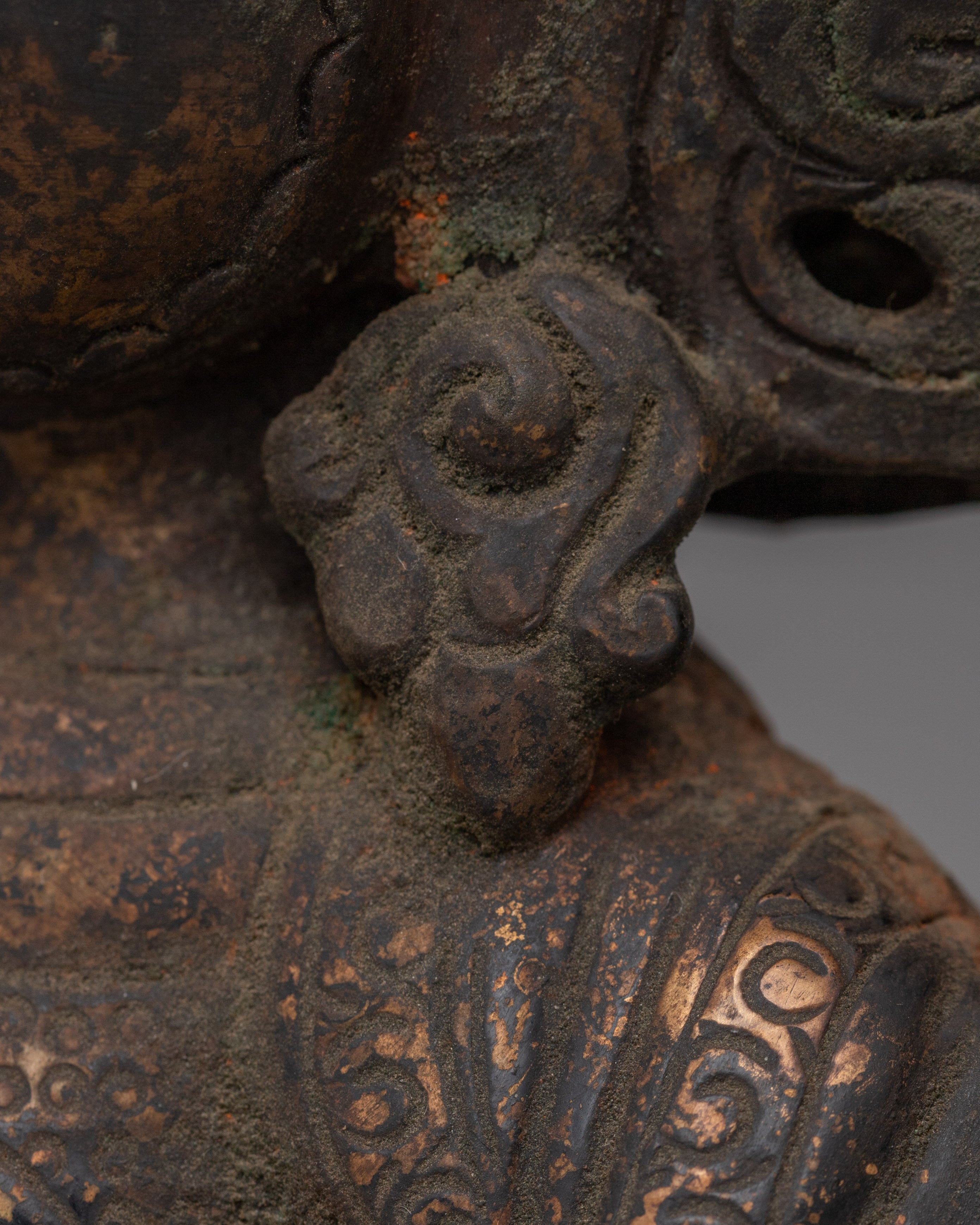Virudhaka Guardian Deity Statue | Tibetan Protector Sculpture | Handcrafted Antique Copper