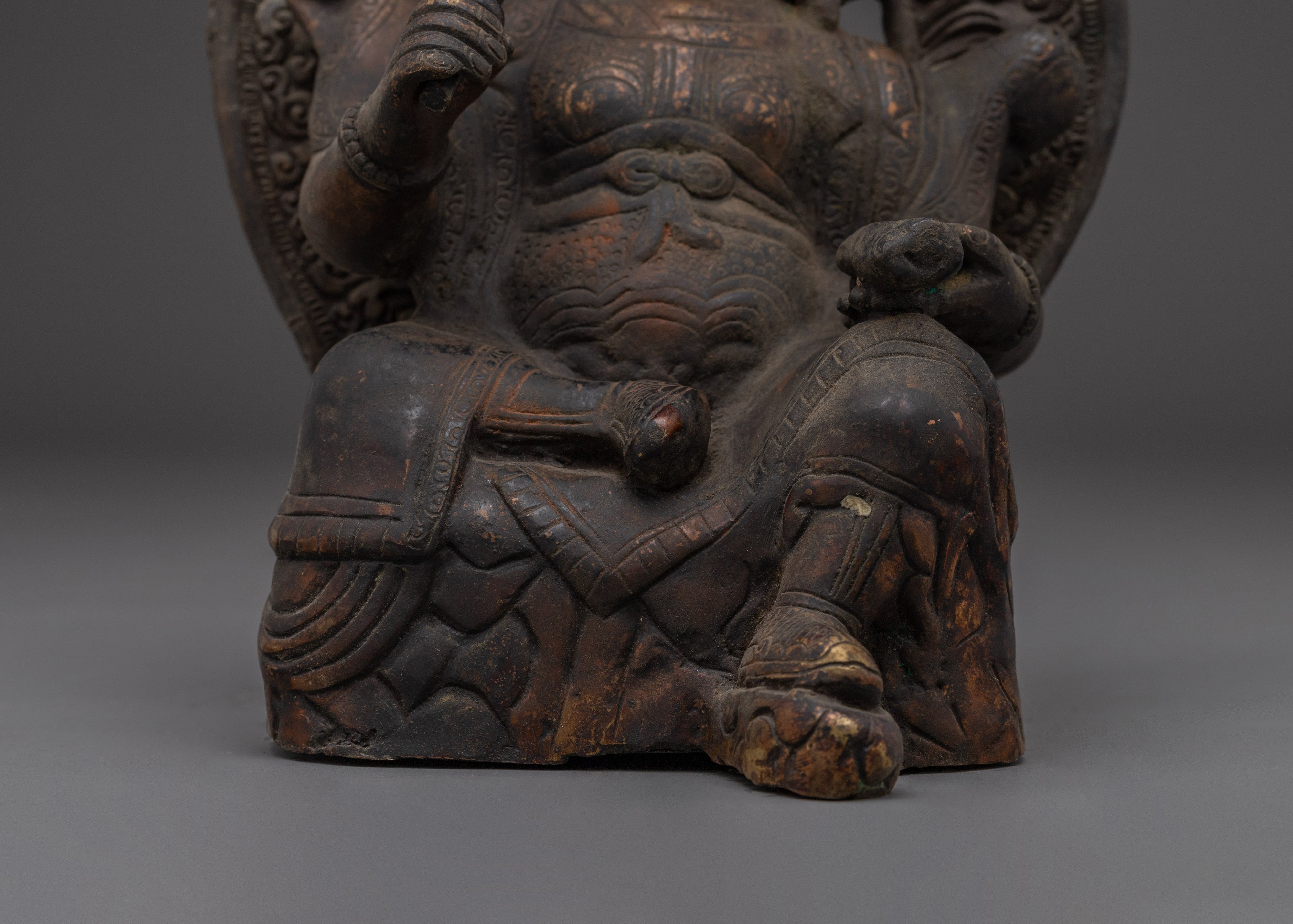 Virudhaka Guardian Deity Statue | Tibetan Protector Sculpture | Handcrafted Antique Copper