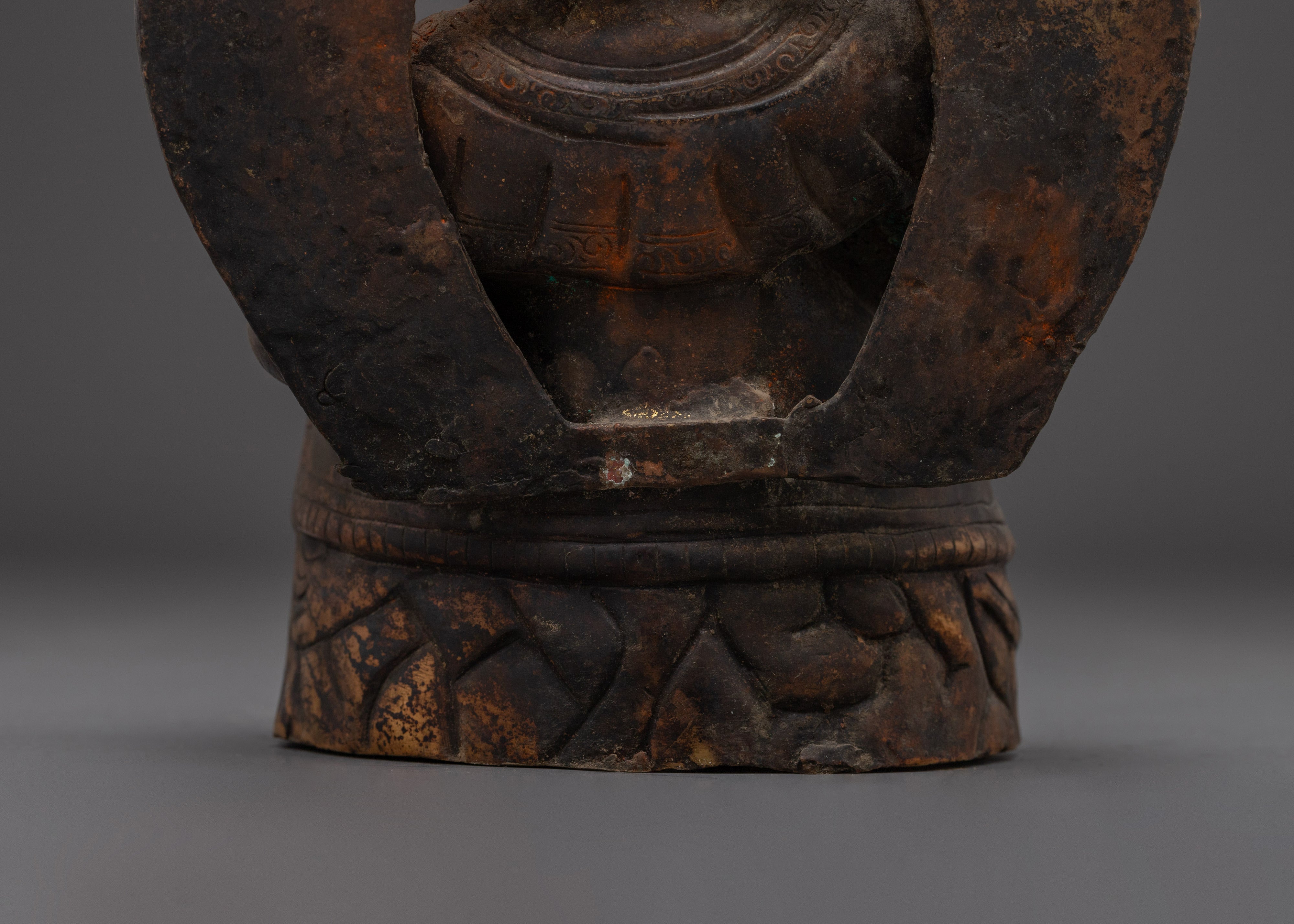Virudhaka Guardian Deity Statue | Tibetan Protector Sculpture | Handcrafted Antique Copper