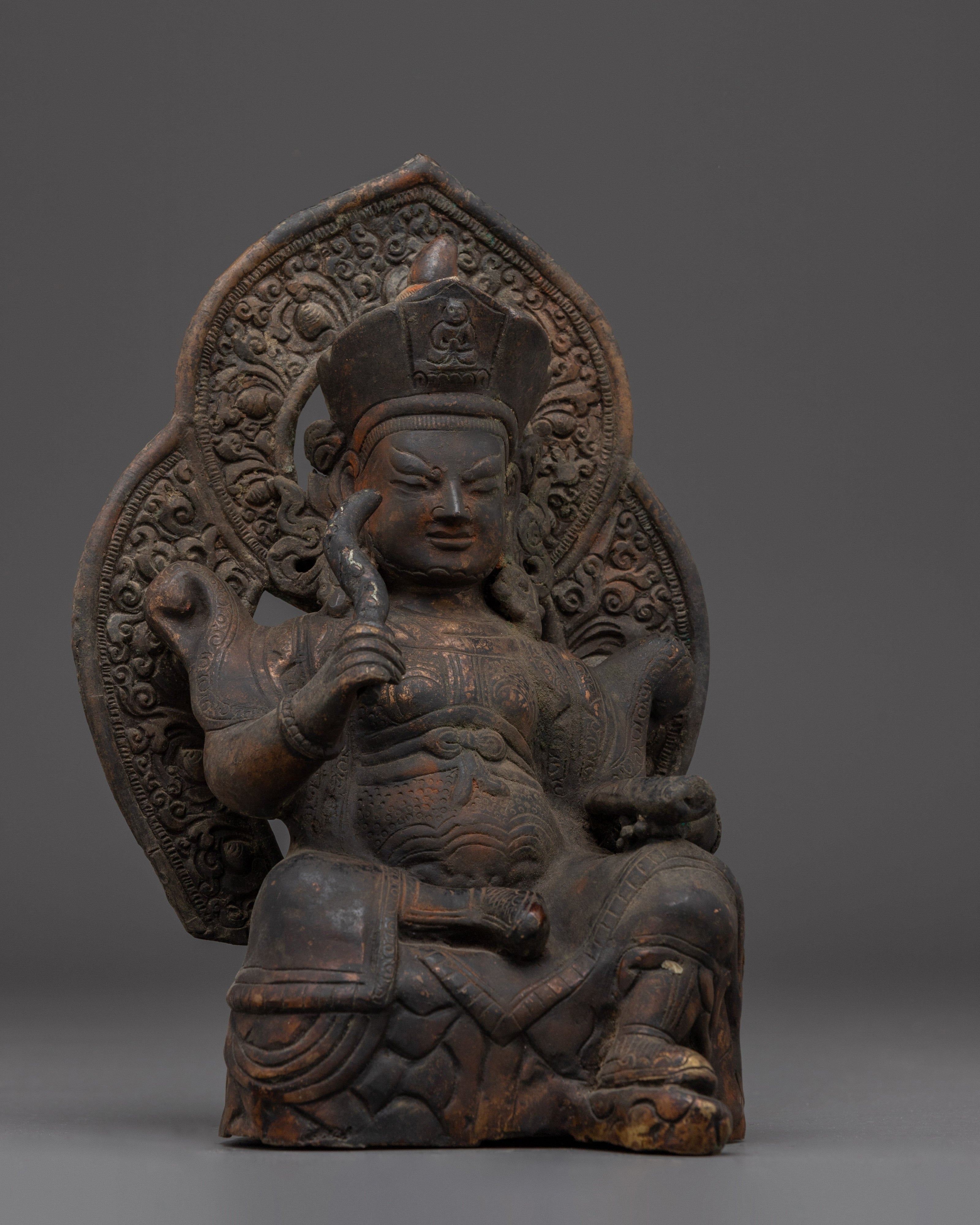 Virudhaka Guardian Deity Statue | Tibetan Protector Sculpture | Handcrafted Antique Copper