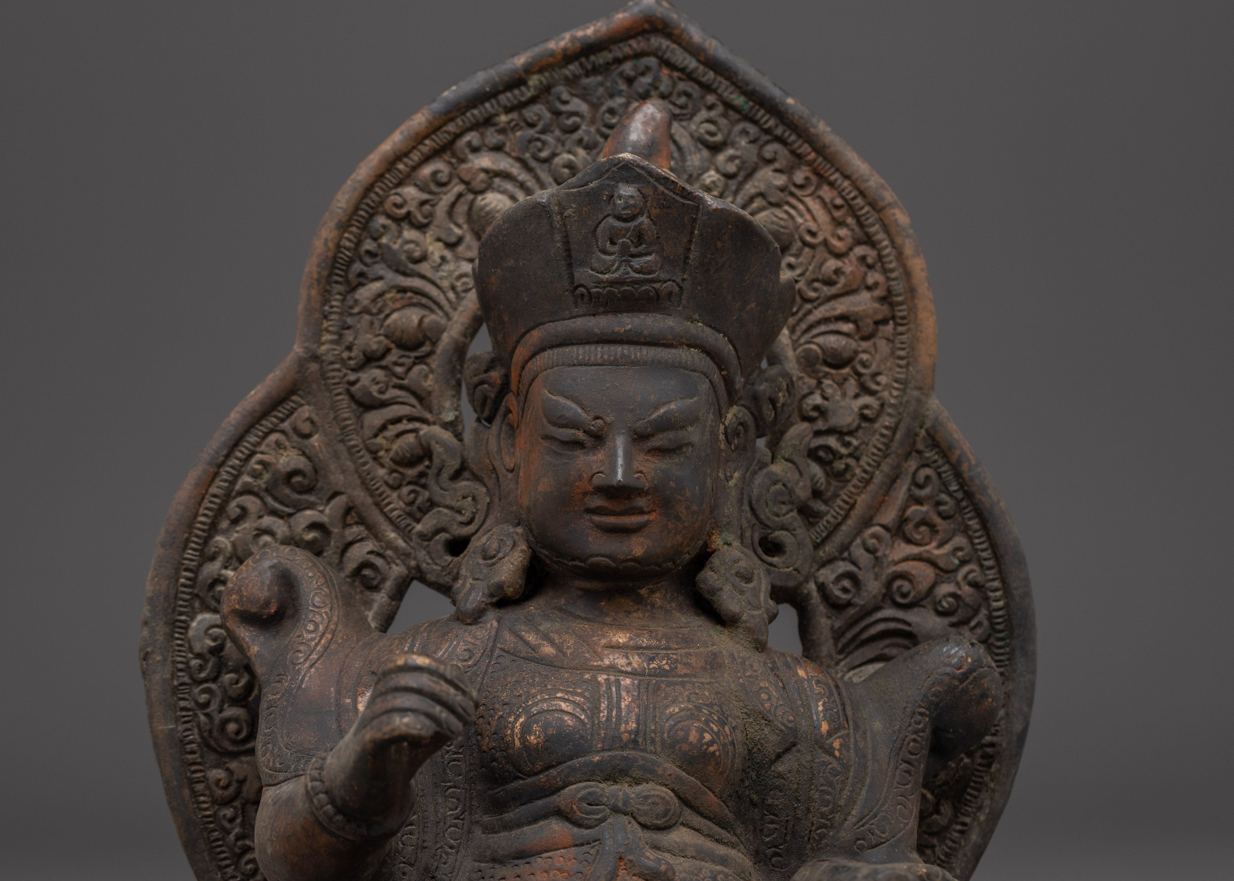 Virudhaka Guardian Deity Statue | Tibetan Protector Sculpture | Handcrafted Antique Copper