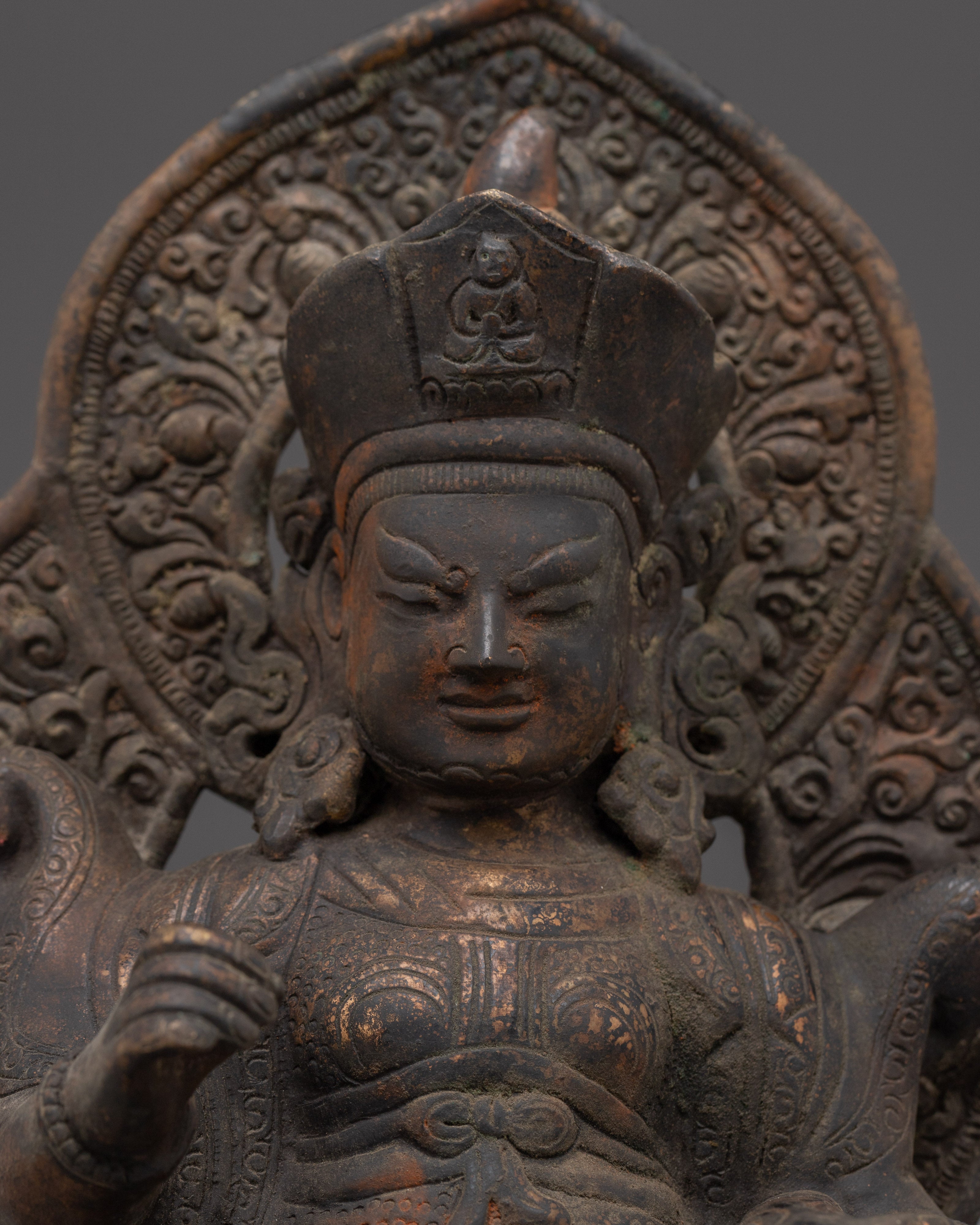 Virudhaka Guardian Deity Statue | Tibetan Protector Sculpture | Handcrafted Antique Copper
