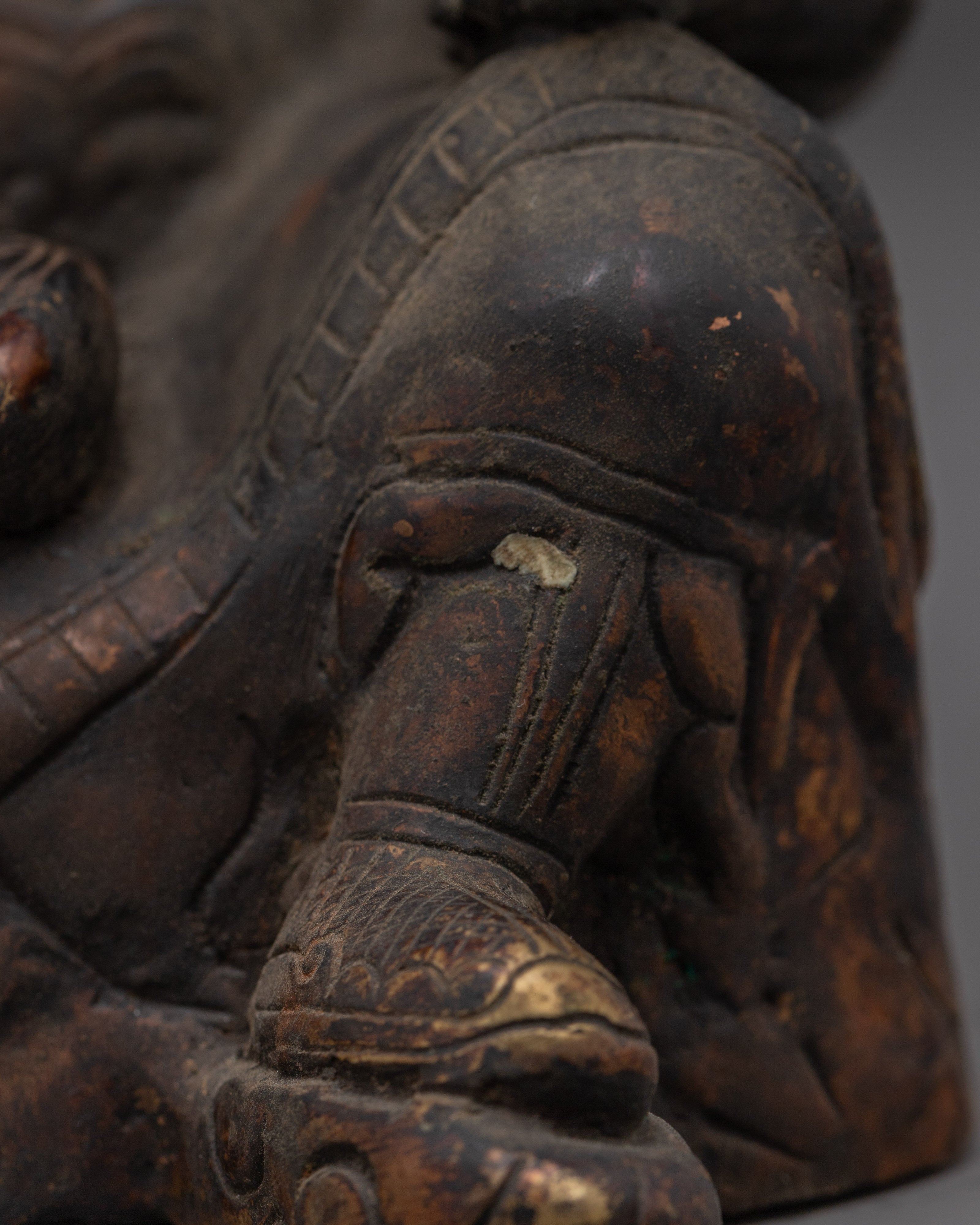 Virudhaka Guardian Deity Statue | Tibetan Protector Sculpture | Handcrafted Antique Copper