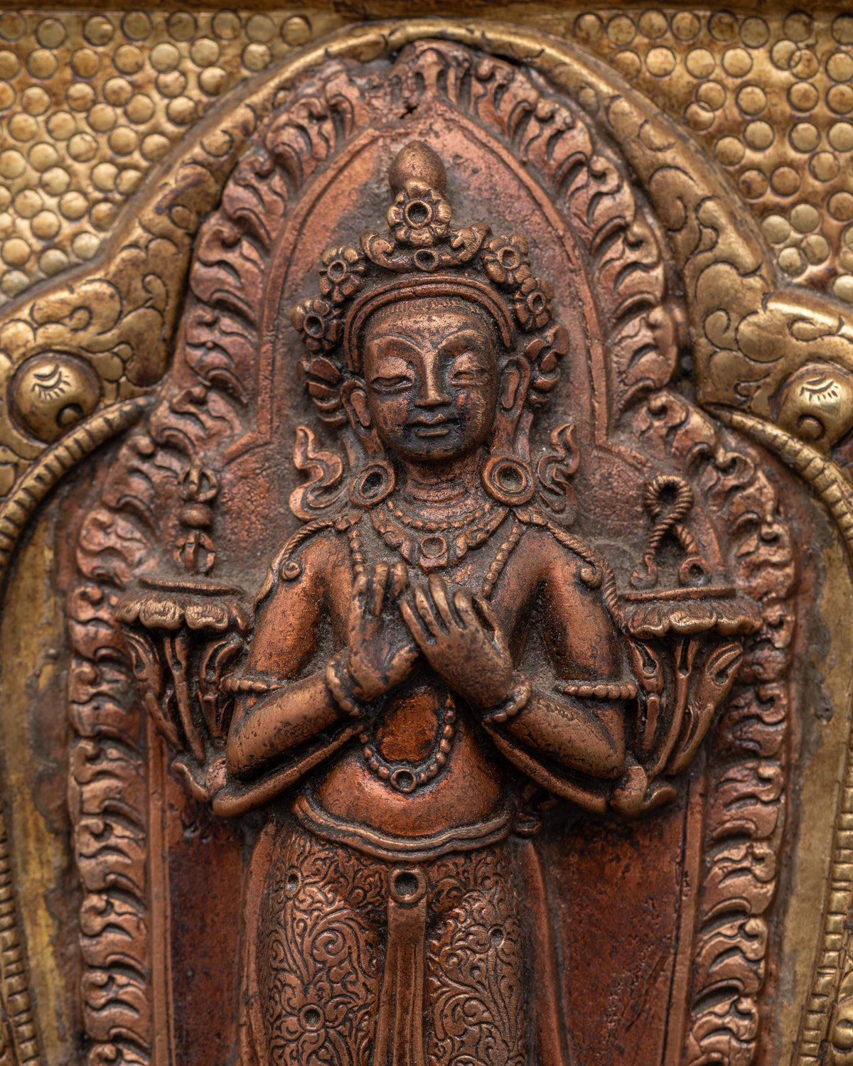Intricate Brass and Copper Buddha Wall Hanging | Spiritual Artwork