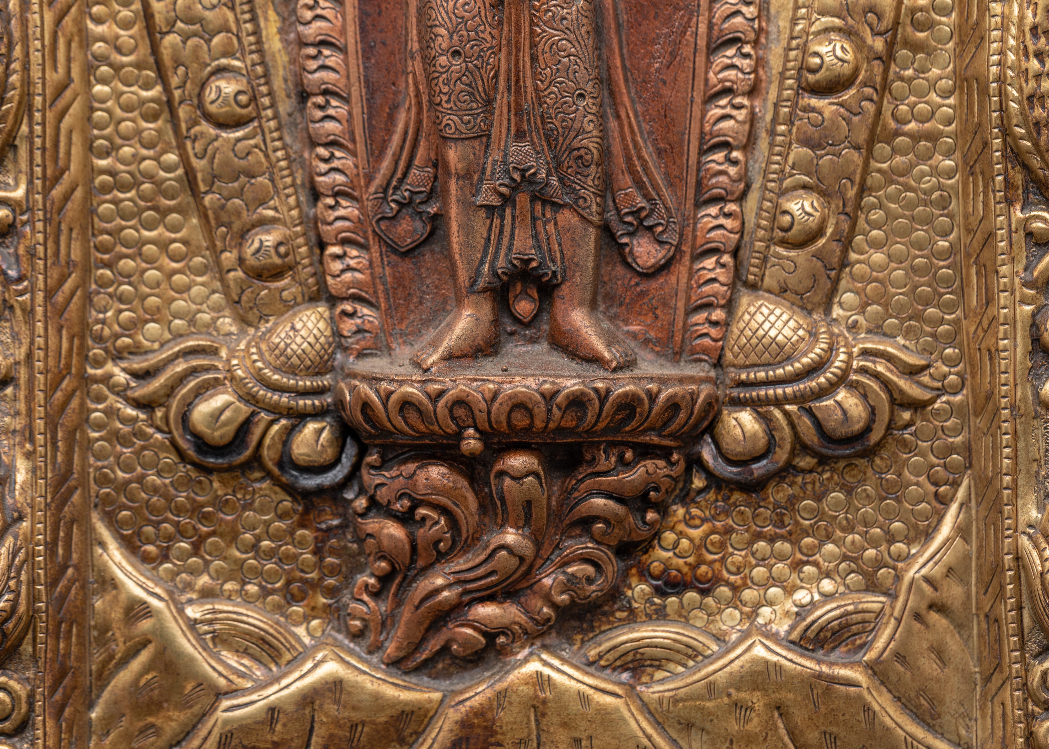 Intricate Brass and Copper Buddha Wall Hanging | Spiritual Artwork