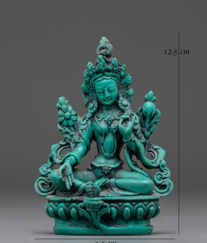 Tibetan Buddhist Goddess Green Tara | Handcrafted Turquoise Art with Spiritual Energy