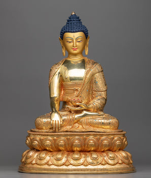 gautama buddha copper gilt statue