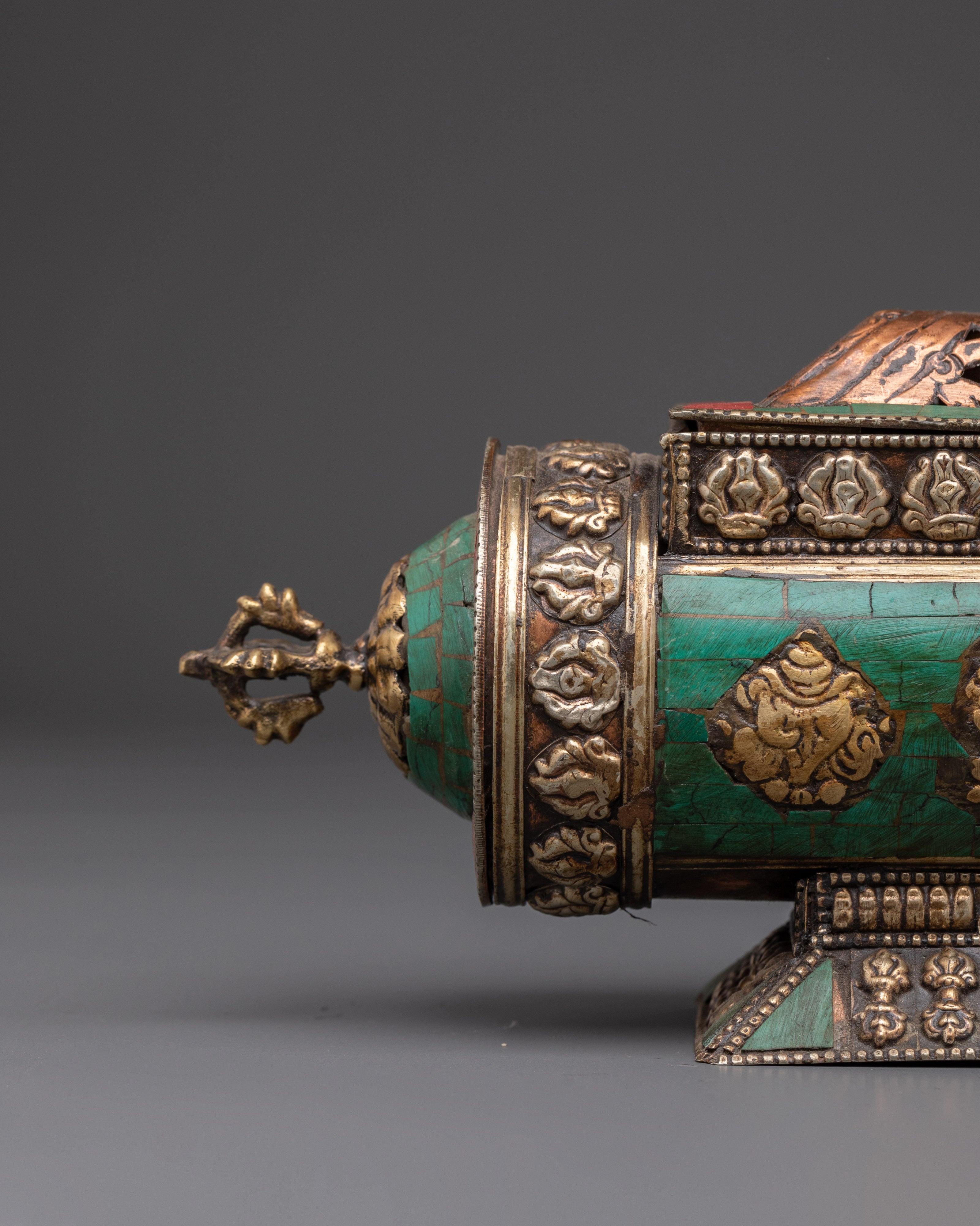 Tibetan Handcrafted Brass Incense Burner | Buddhist Ritual & Meditation Altar Decor