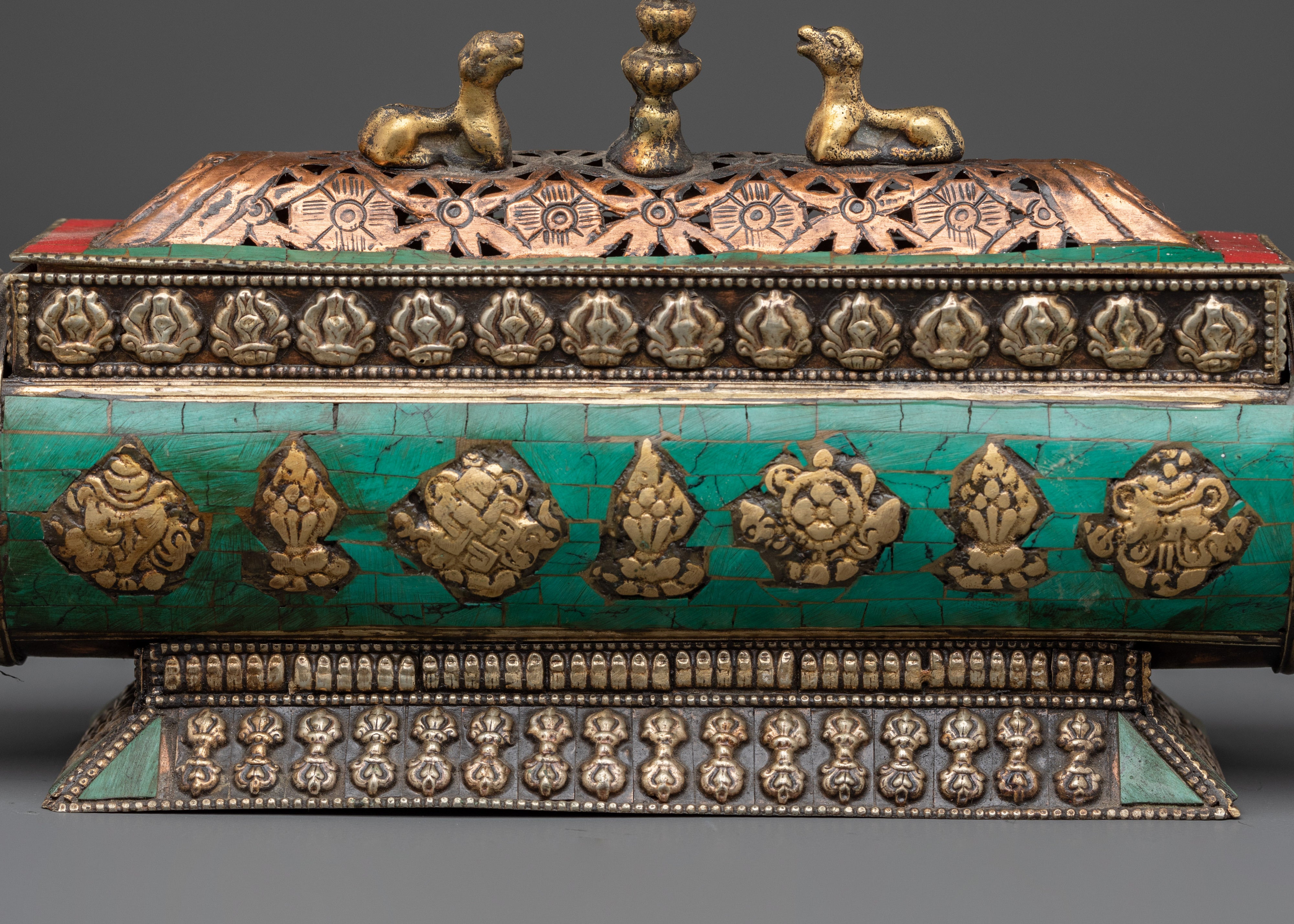 Tibetan Handcrafted Brass Incense Burner | Buddhist Ritual & Meditation Altar Decor