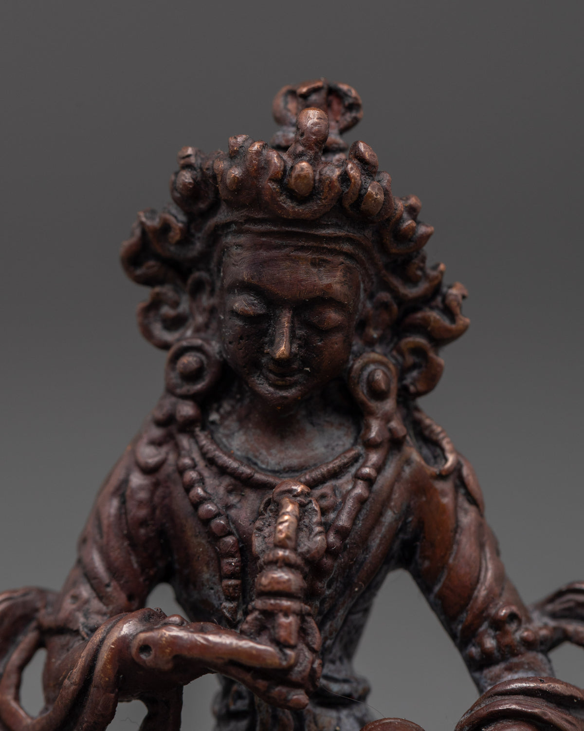 Vajrayana Vajrasattva Sculpture | Oxidized Copper Machine Made Buddhist Statue