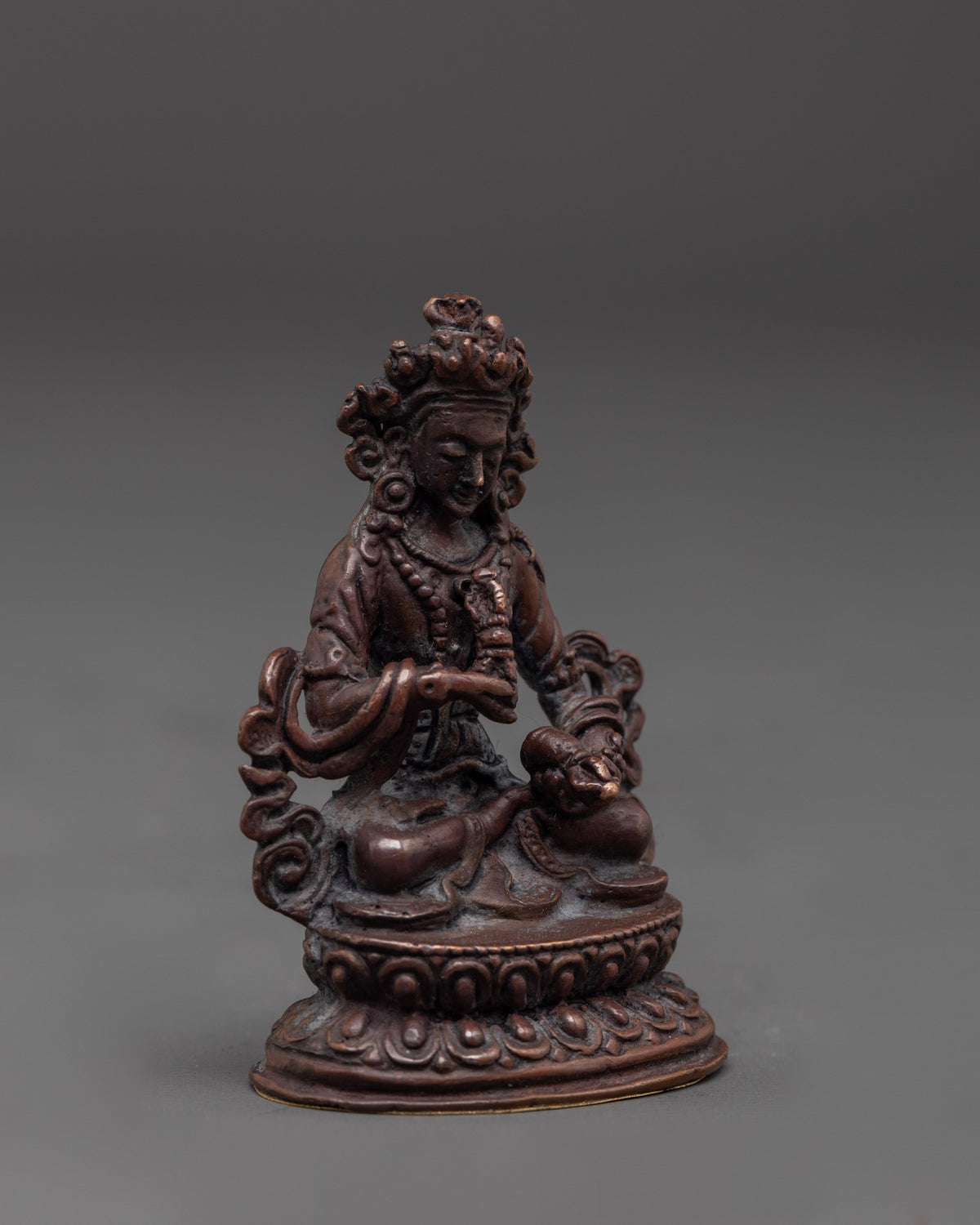 Vajrayana Vajrasattva Sculpture | Oxidized Copper Machine Made Buddhist Statue