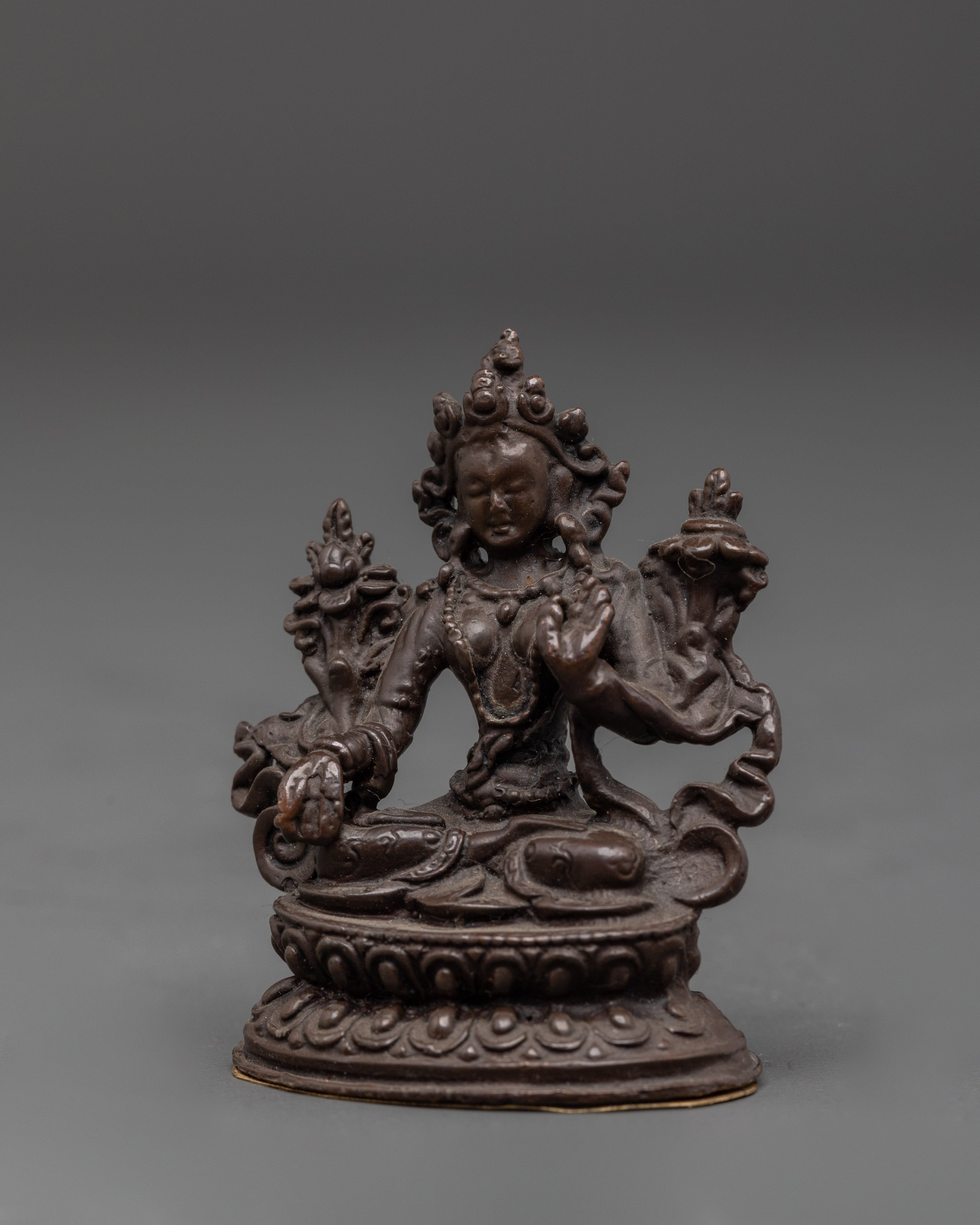 Traditional White Tara Buddhist Statue | Oxidized Copper Meditation Sculpture