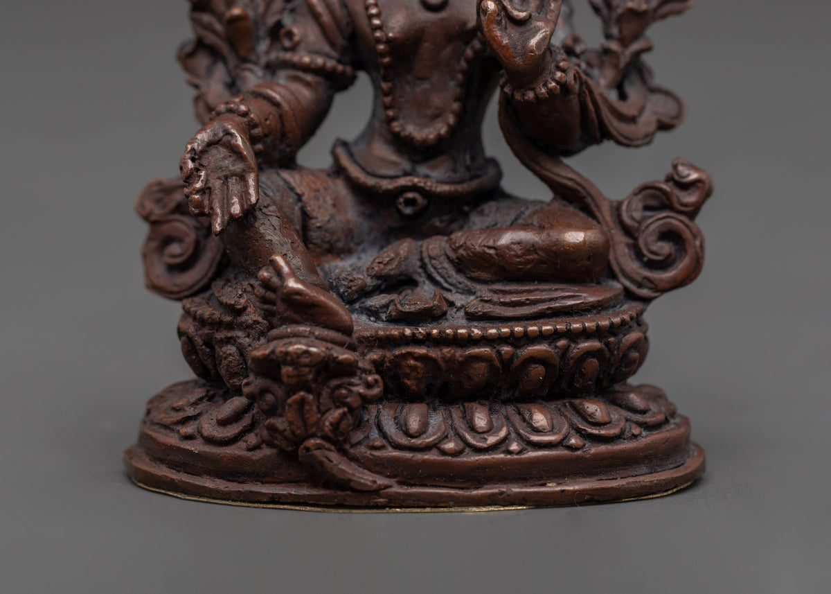 Traditional Green Tara Buddhist Statue | Oxidized Copper Meditation Sculpture
