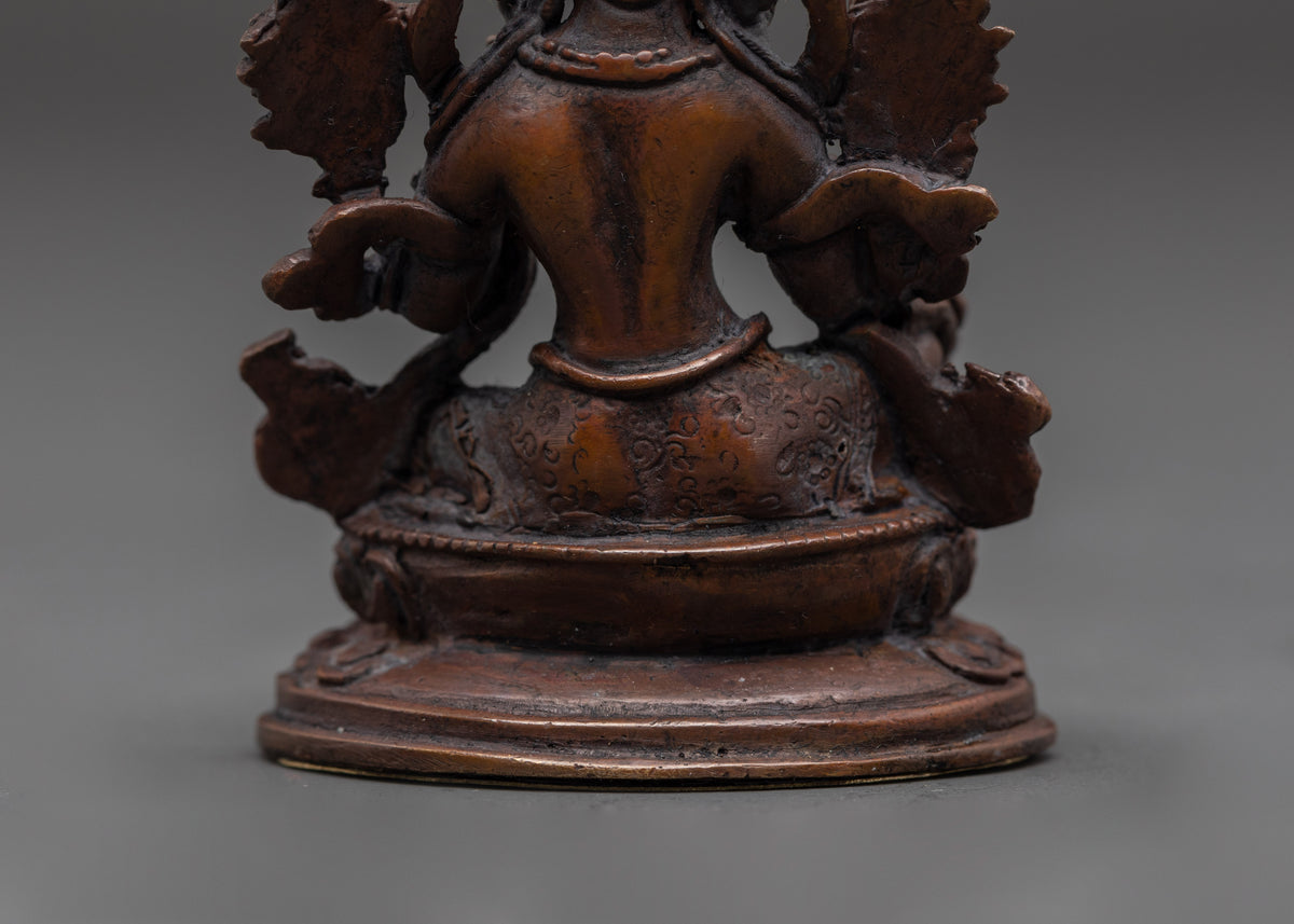 Traditional Green Tara Buddhist Statue | Oxidized Copper Meditation Sculpture