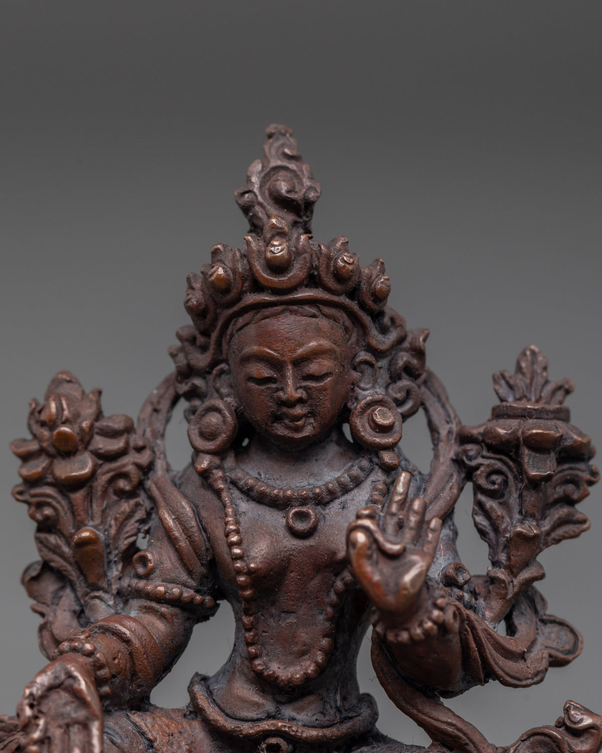 Traditional Green Tara Buddhist Statue | Oxidized Copper Meditation Sculpture
