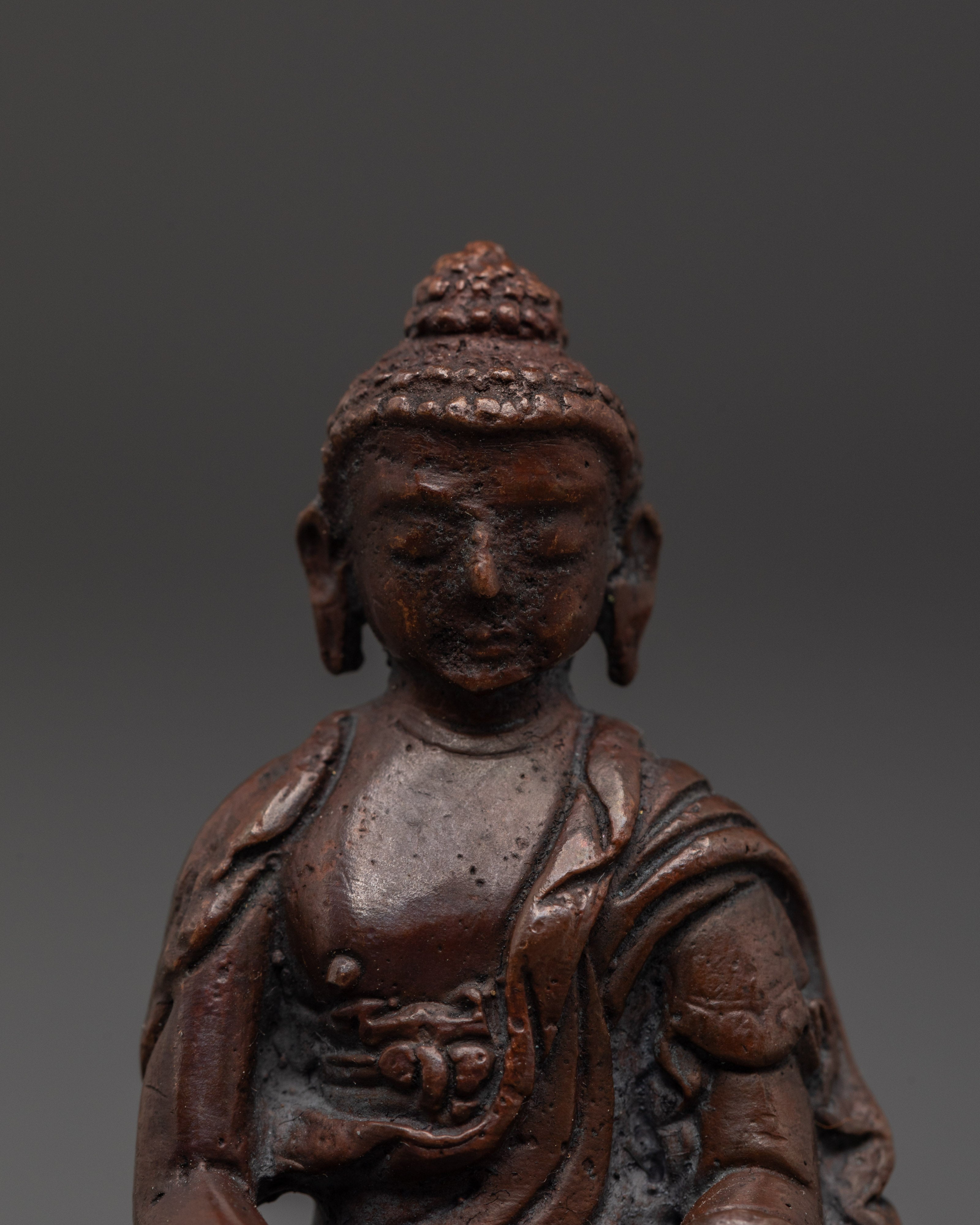 Amitabha Buddha Buddhist Sculpture | Oxidized Copper Meditation Statue