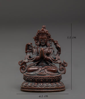Compassionate Buddha Chenrezig Statue | Oxidized Copper Bodhisattva Sculpture