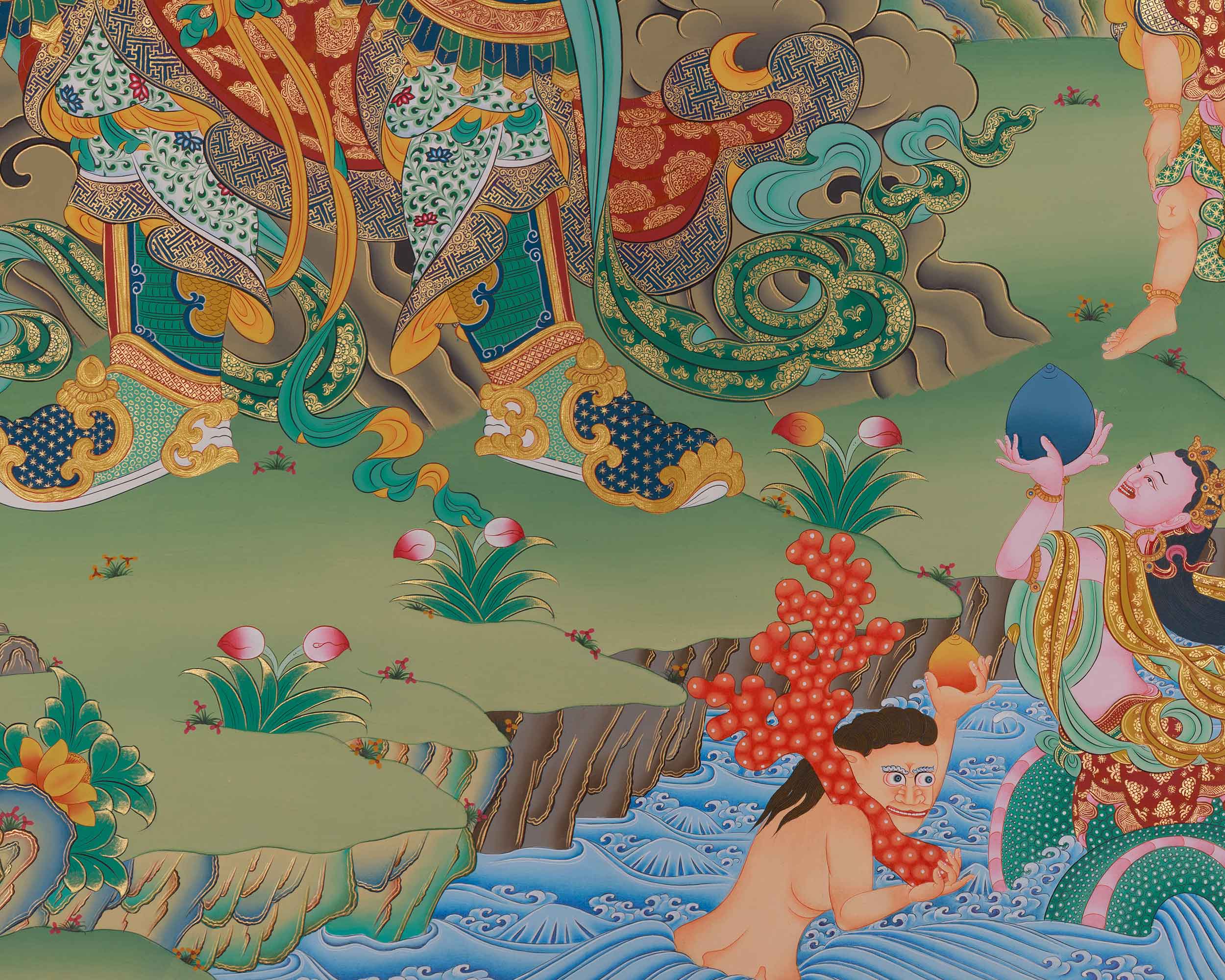 Traditional Thangka of Virupaksa | Protector of the Western Direction