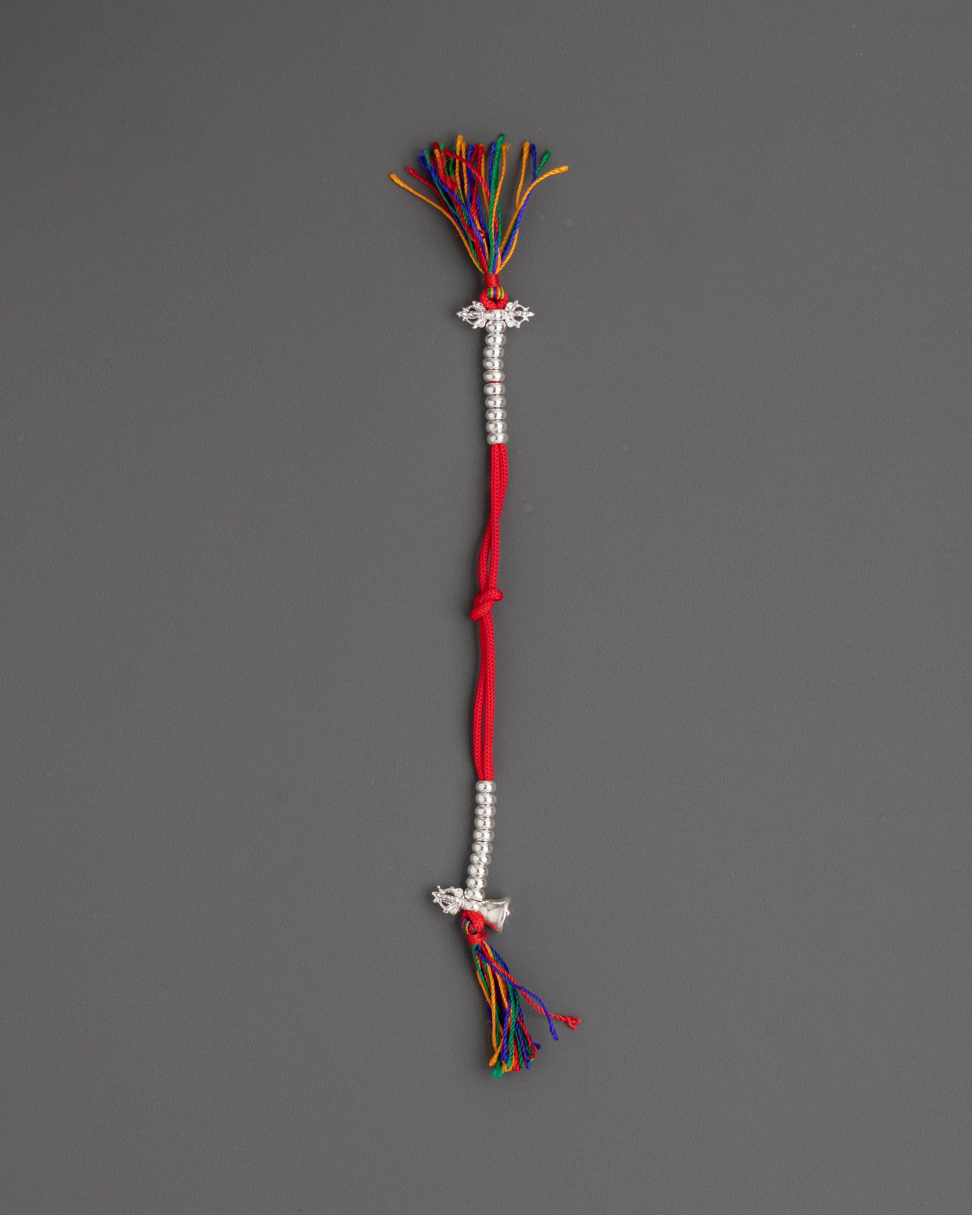 Chupsel Ritual Item | Handcrafted Silver Tassel with Colorful Threads