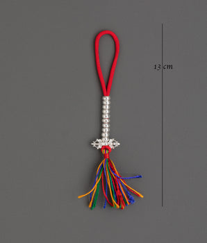 Chupsel Ritual Item | Handcrafted Silver Tassel with Colorful Threads