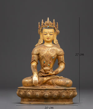 Handcrafted Crown Shakyamuni Buddha Statue | Spiritual Meditation Decor