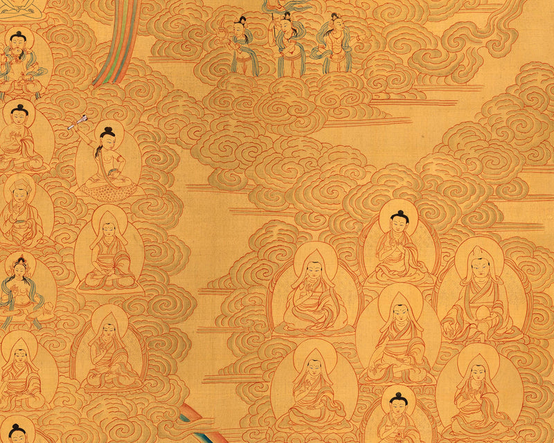 Guru Rinpoche Consort Lineage Tree Thangka Print | Enlightened Blessings | Buddhist Gift Ideas