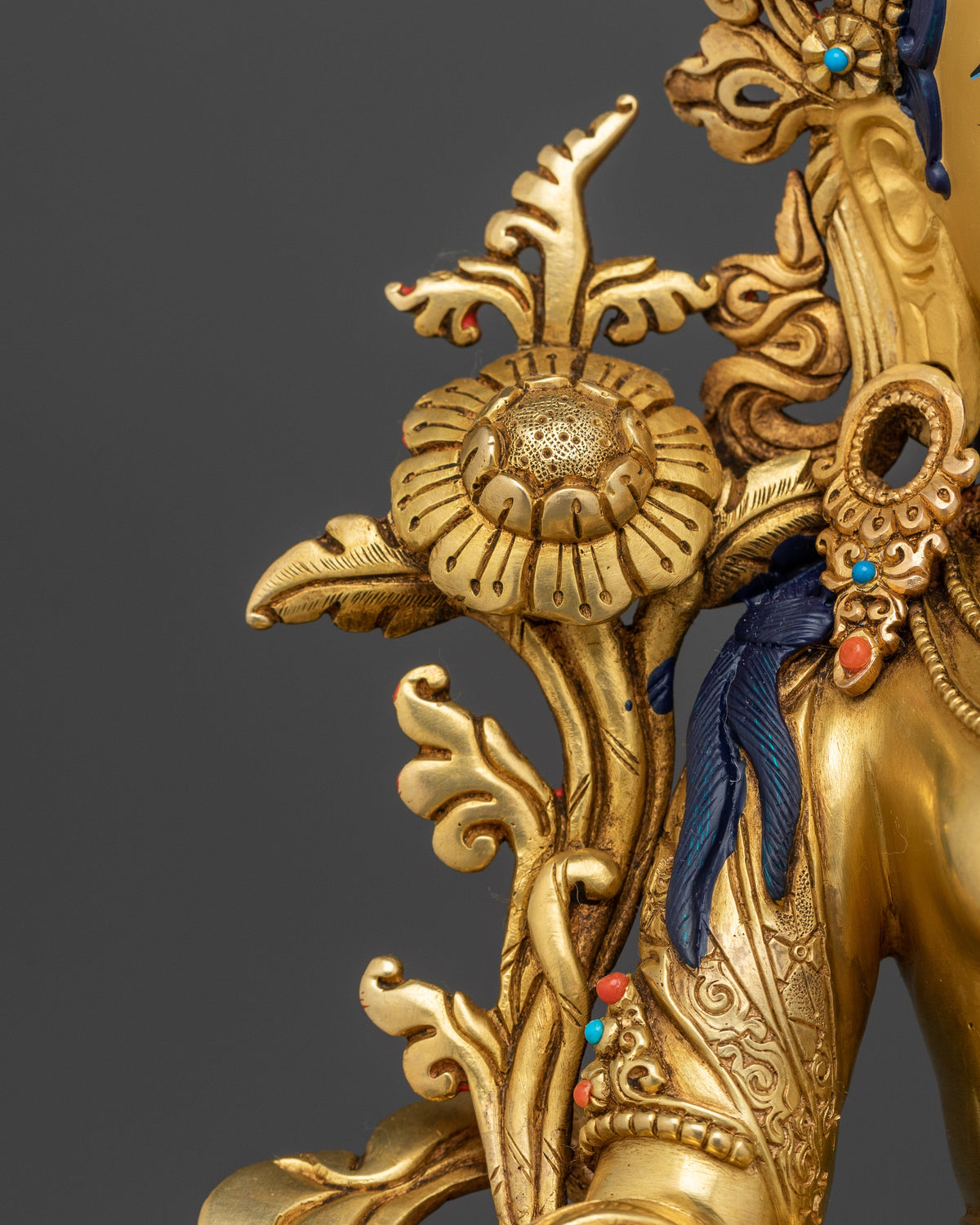 Green Tara Buddha Goddess Statue | 24K Gold Gilded Copper Sculpture